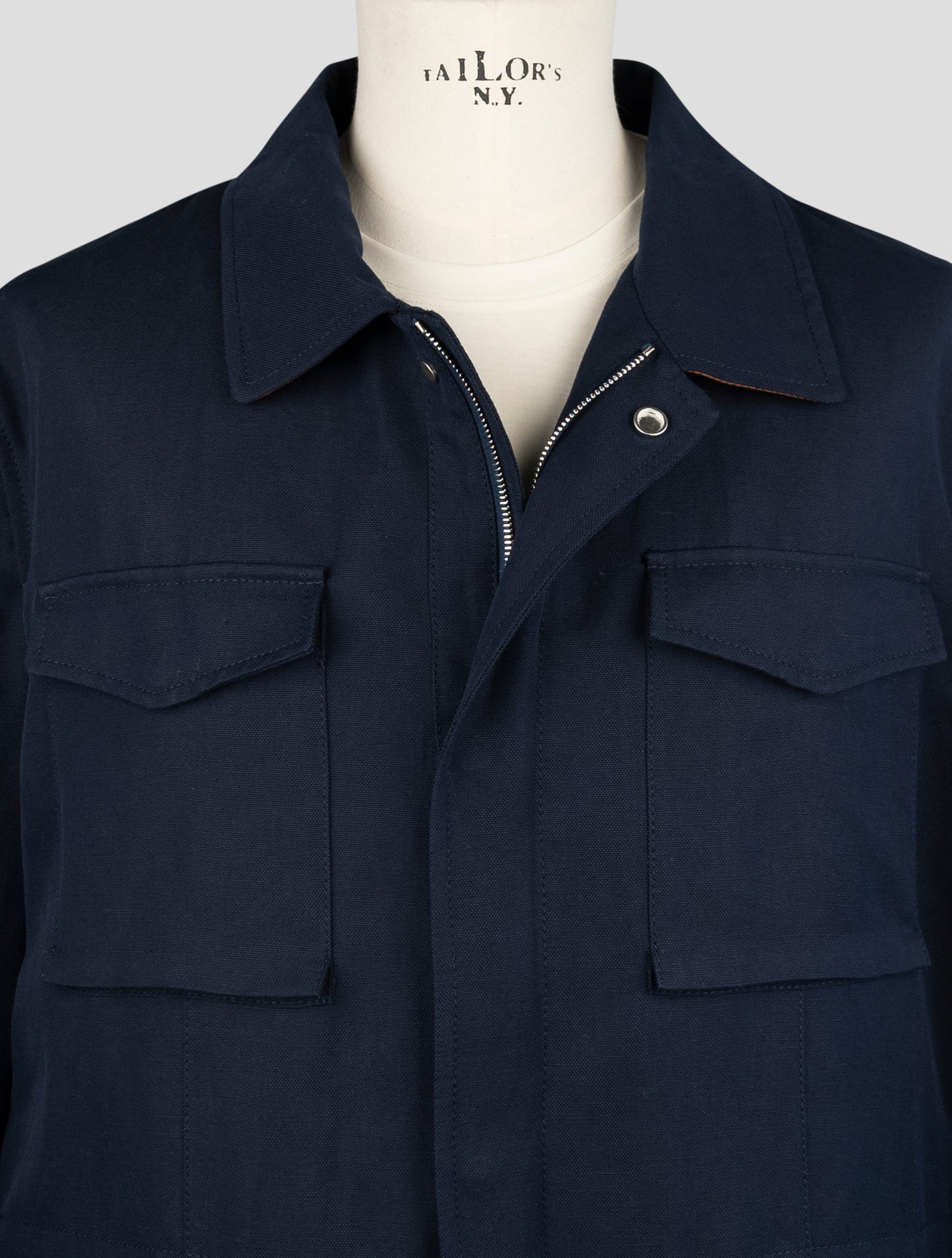 Kiton Blue Cotton Coat