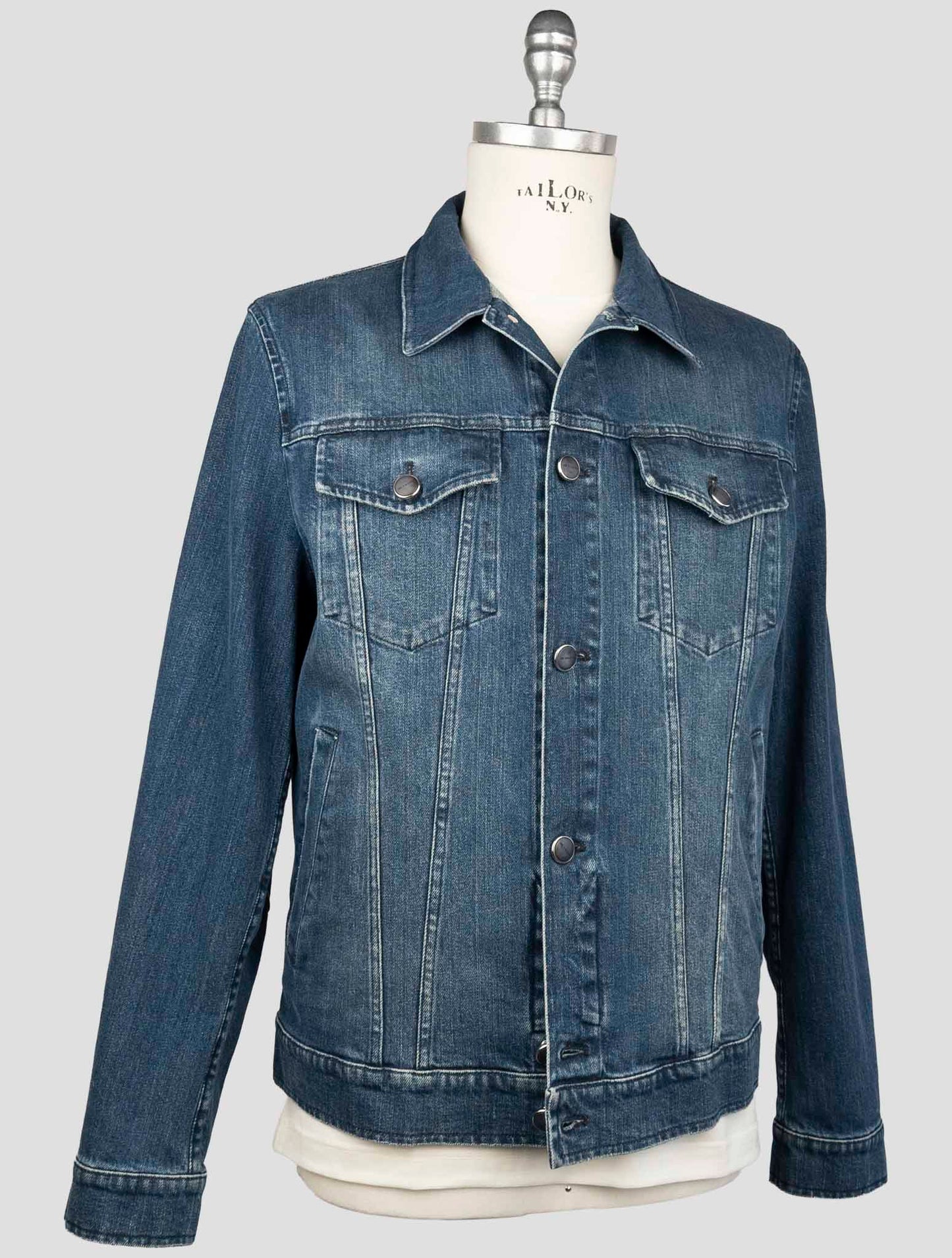 Kiton Blue Cotton Ea Coat