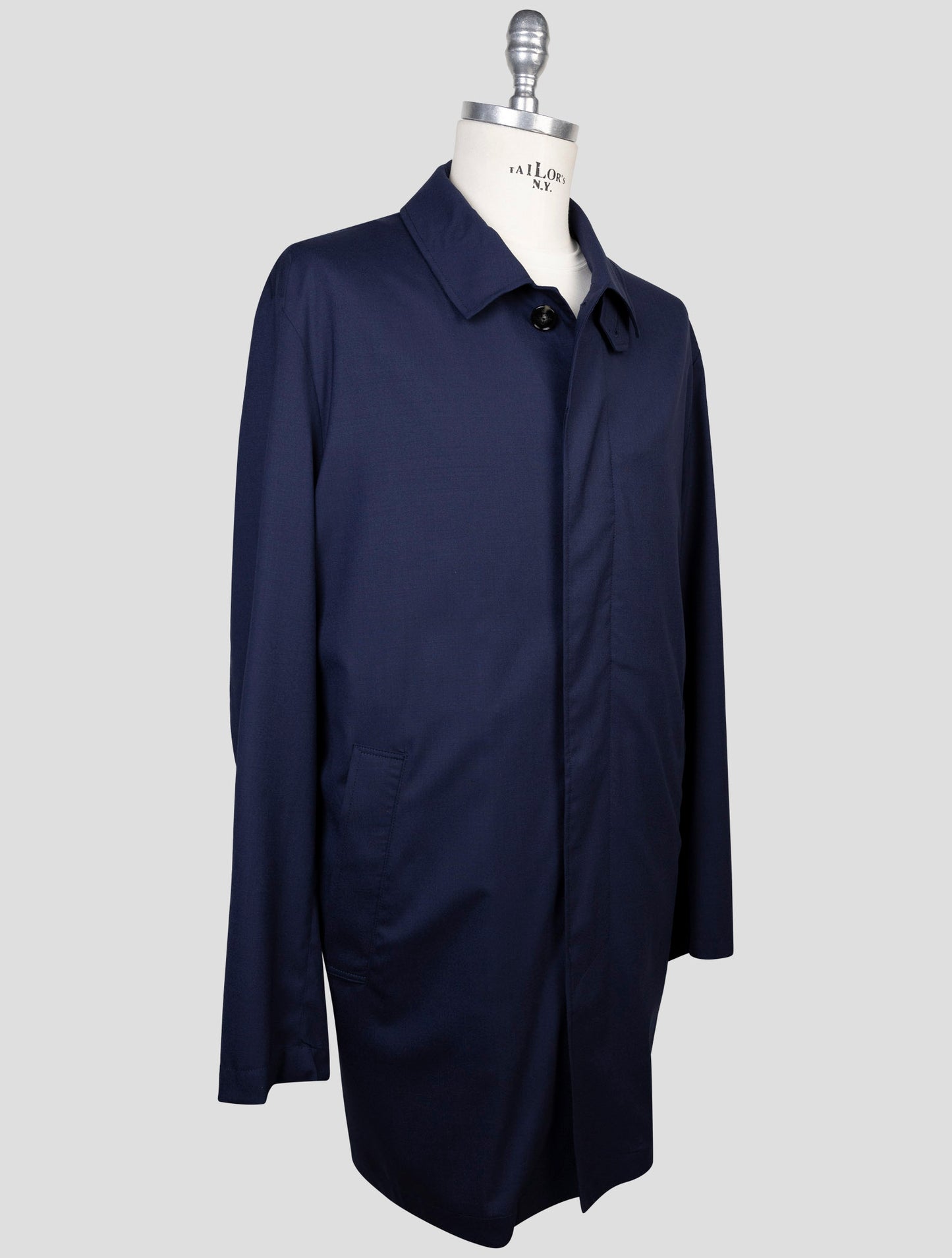 Kiton Blue Virgin Wool Pa Ea Overcoat