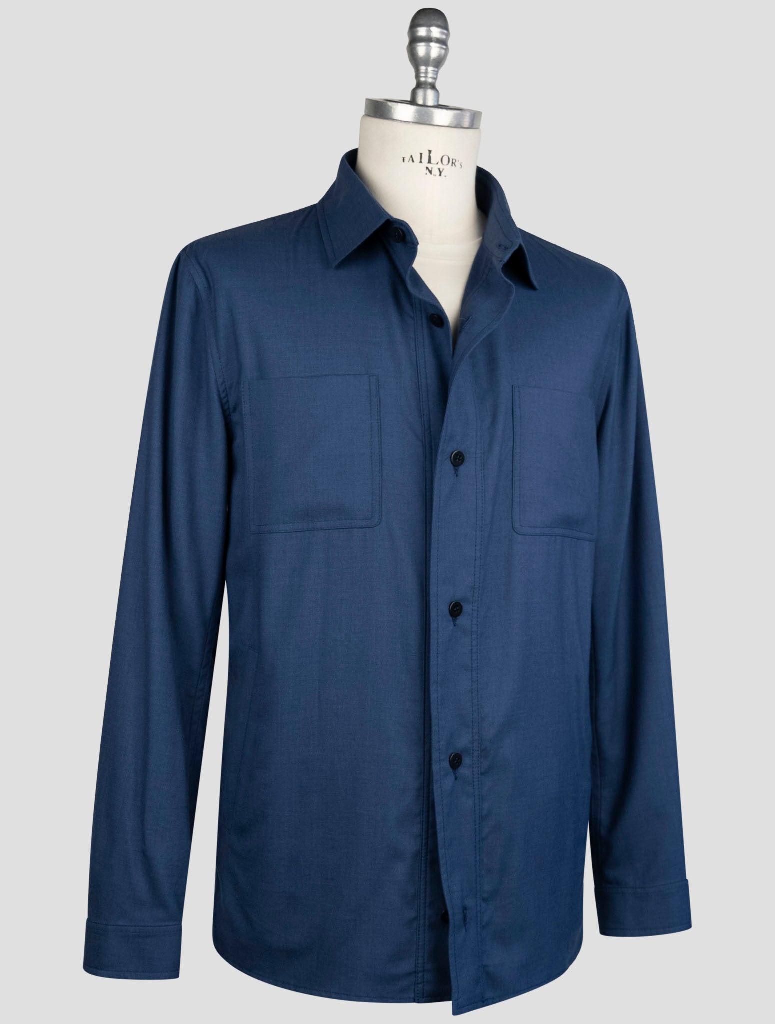 Kiton Blue Cashmere Silk Coat