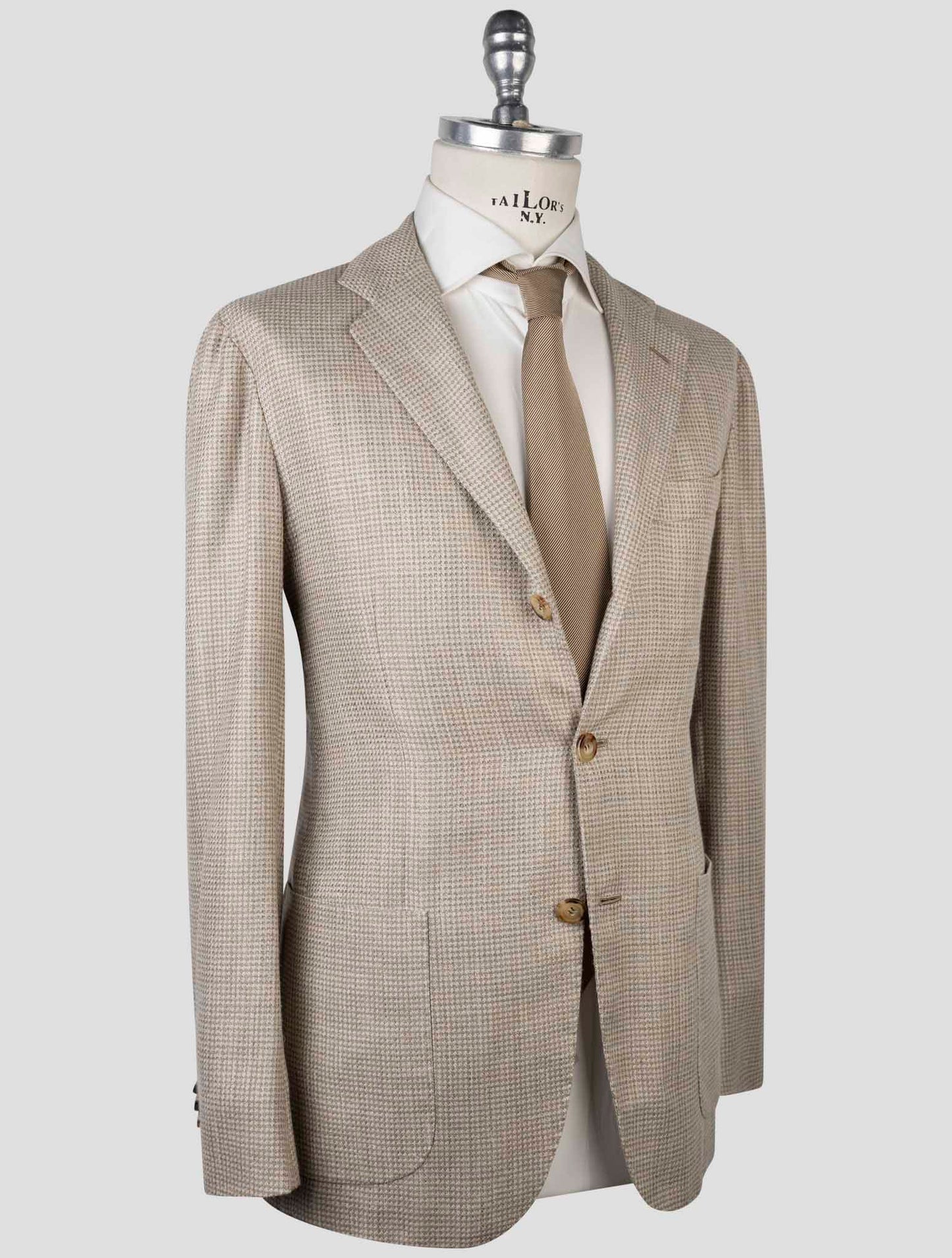 Kiton Brown Cashmere Virgin Wool Silk Linen Blazer