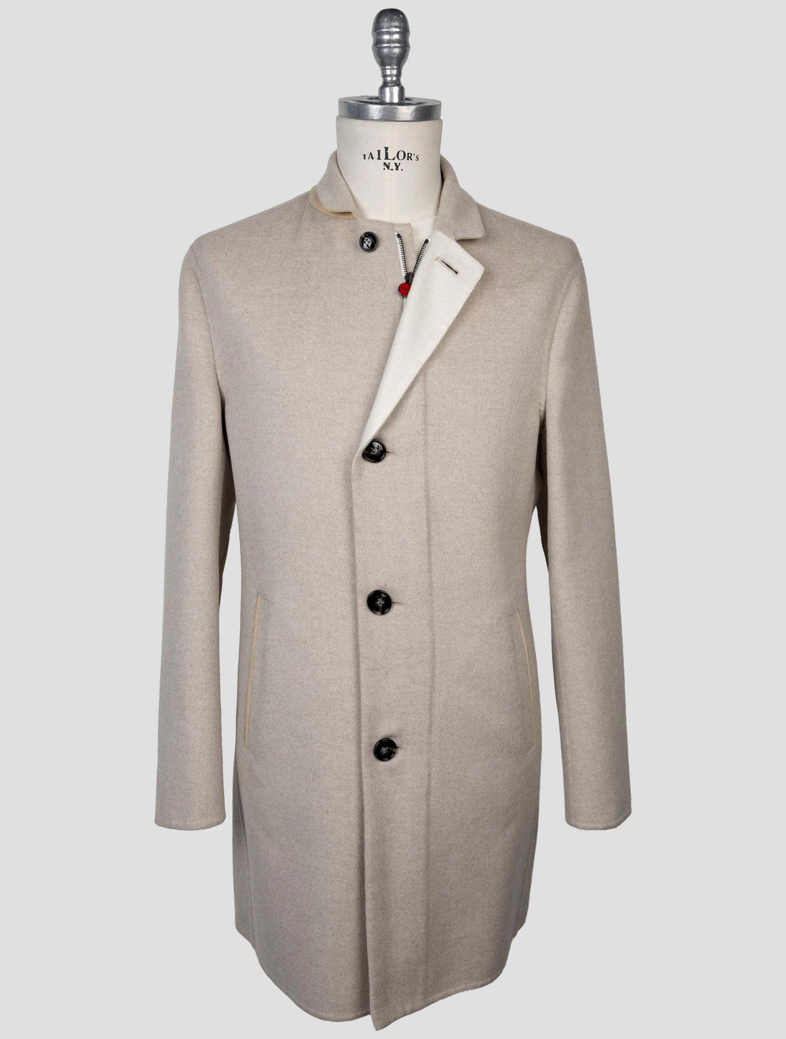 Kiton Beige Cashmere Silk Overcoat