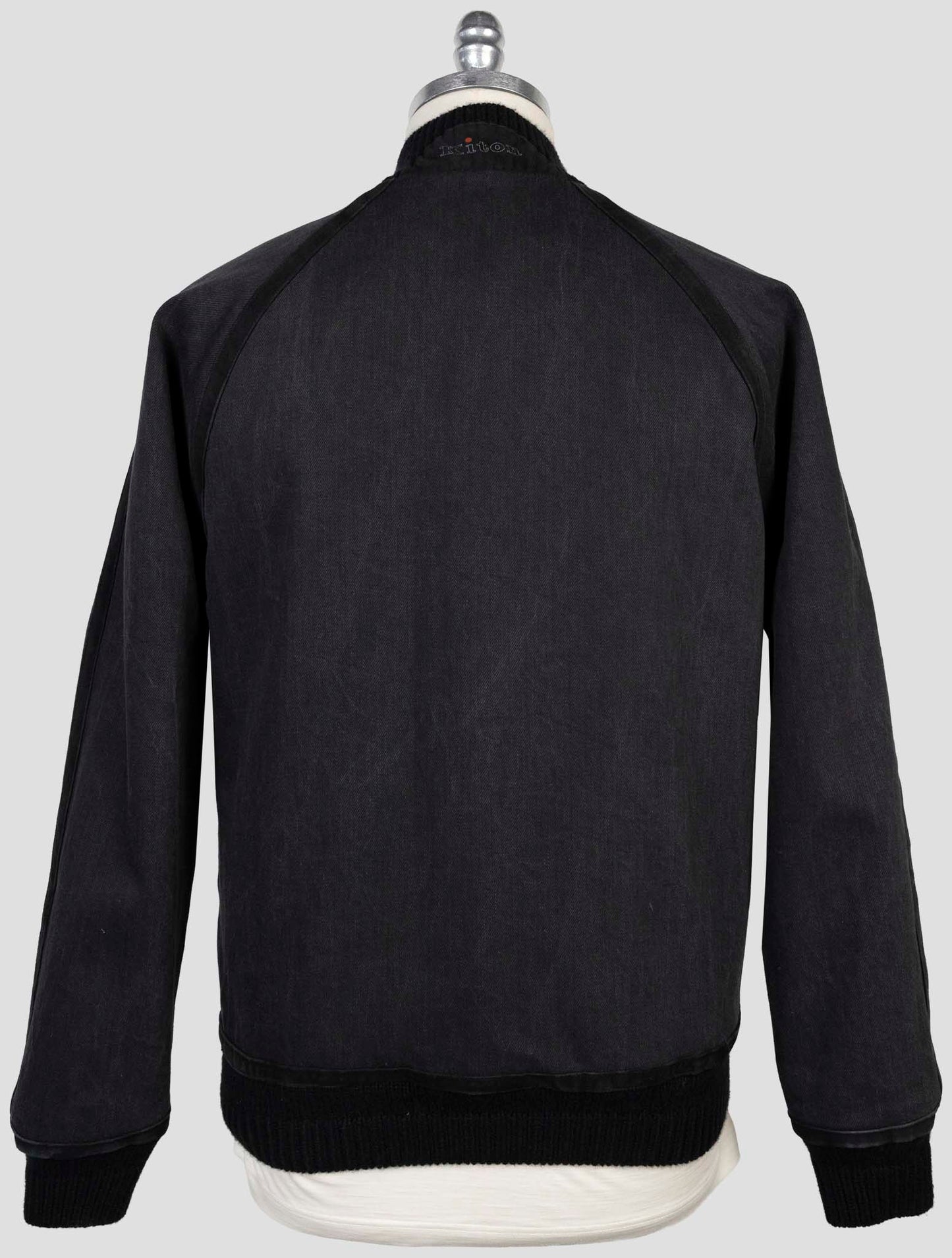 Kiton Dark Blue Cotton Ea Weasel Fur Coat