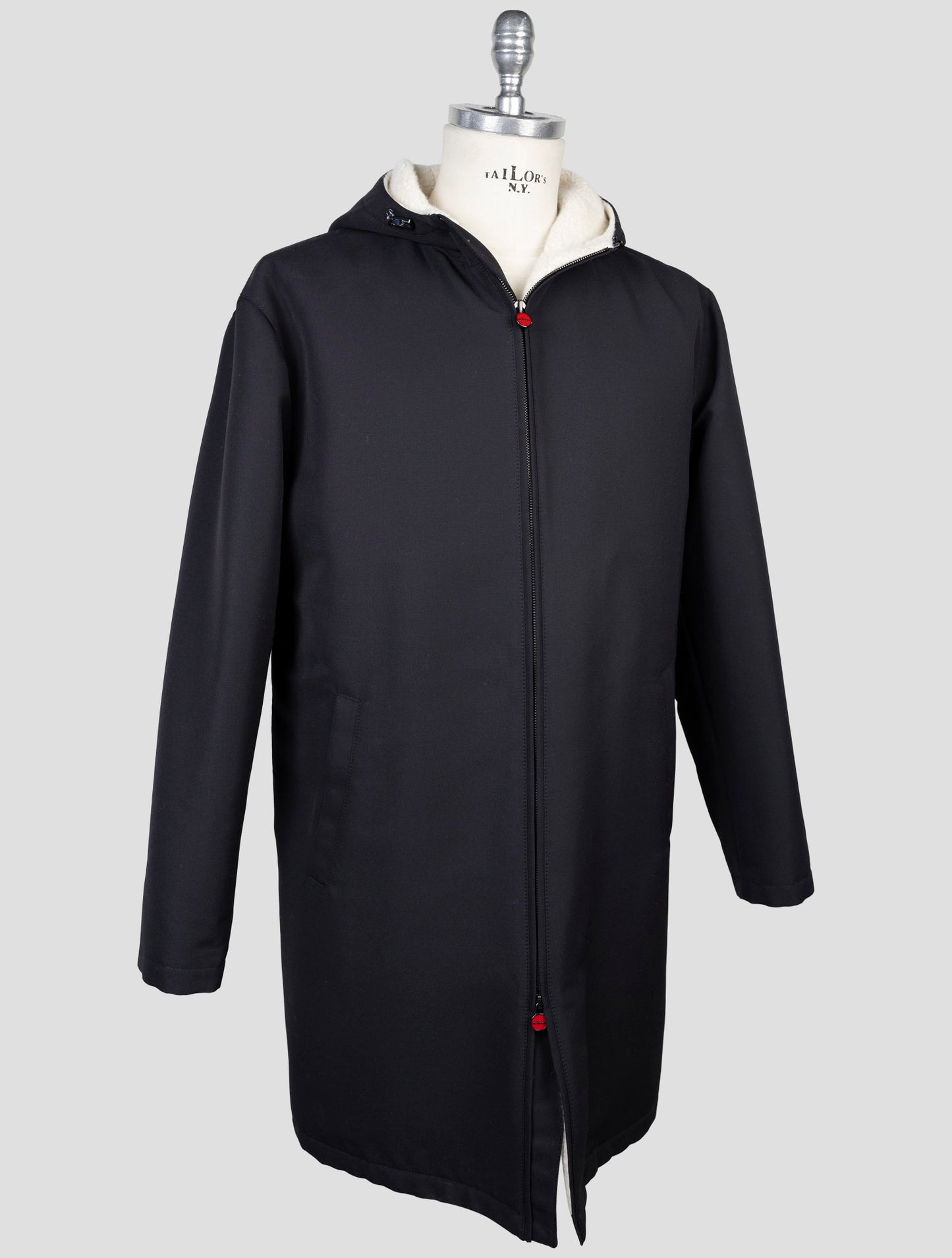Kiton Blue Wool Pa Overcoat