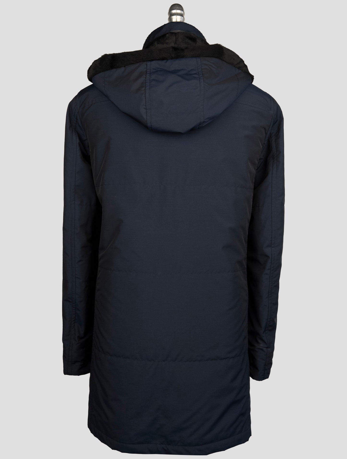 Kiton Blue Fleece Wool Pa Weasel Fur Overcoat