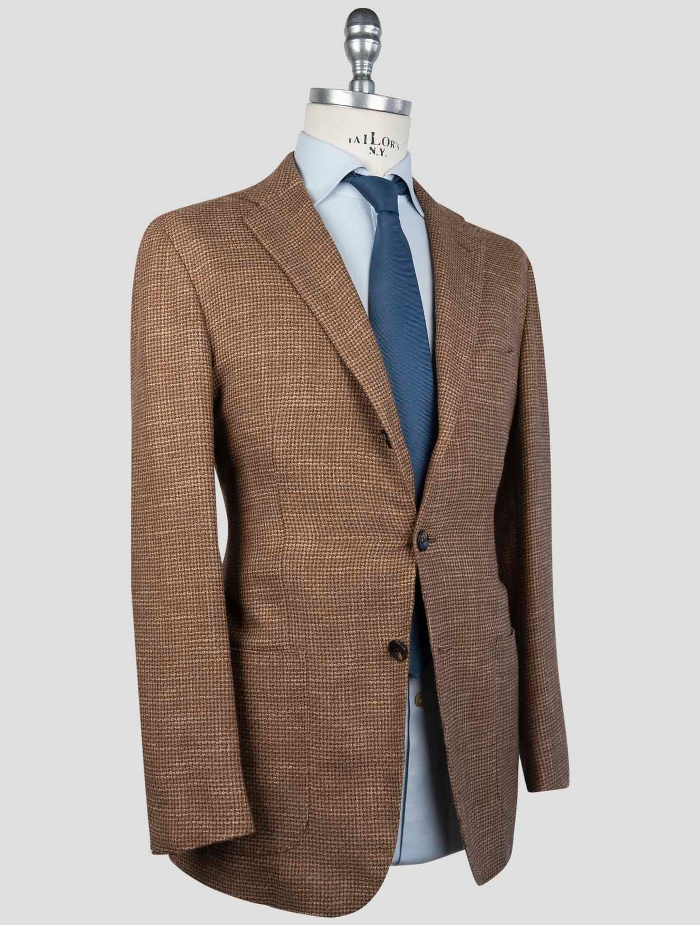 Kiton Brown Cashmere Silk Cotton Virgin Wool Pa Blazer