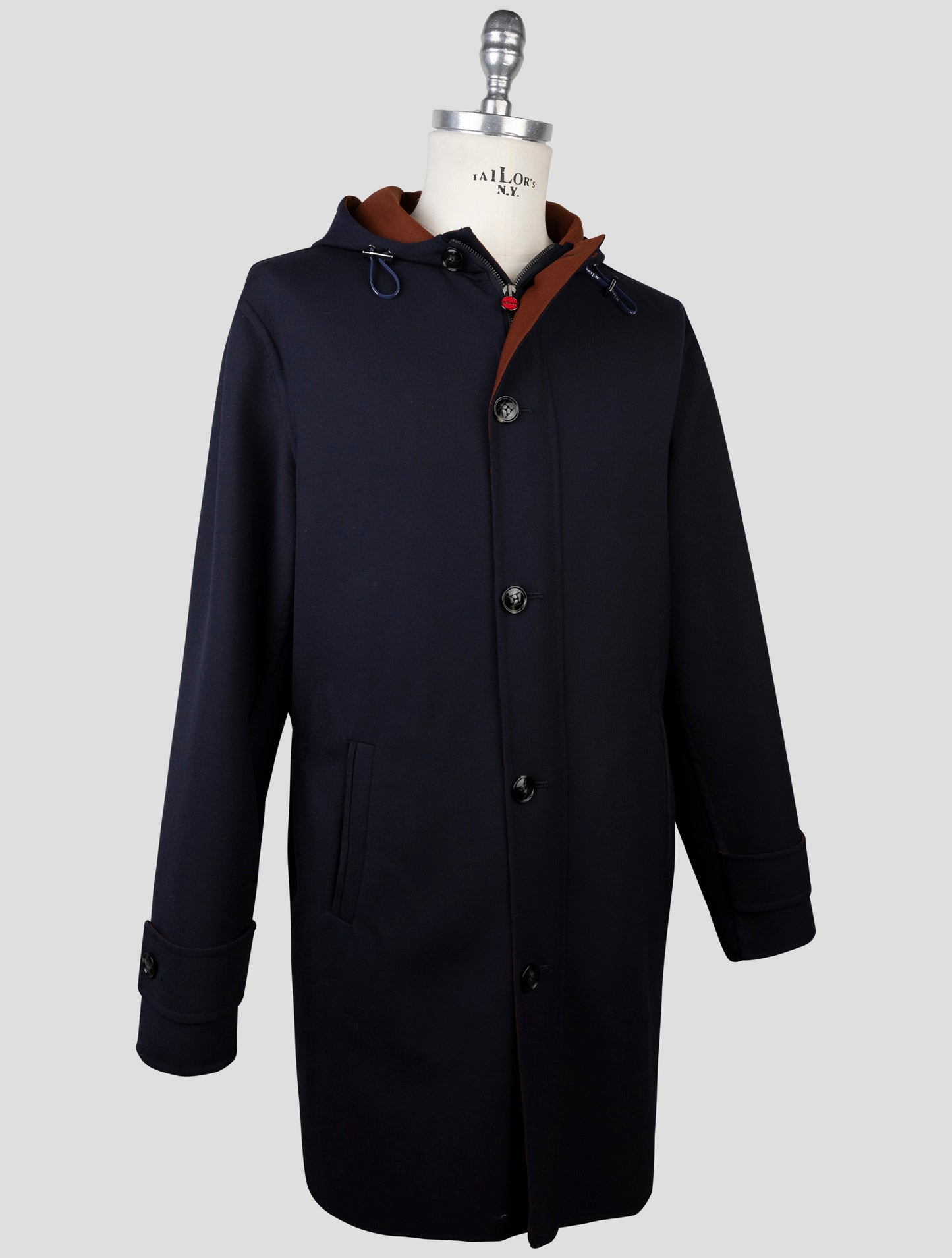 kiton Blue Wool Ea Overcoat
