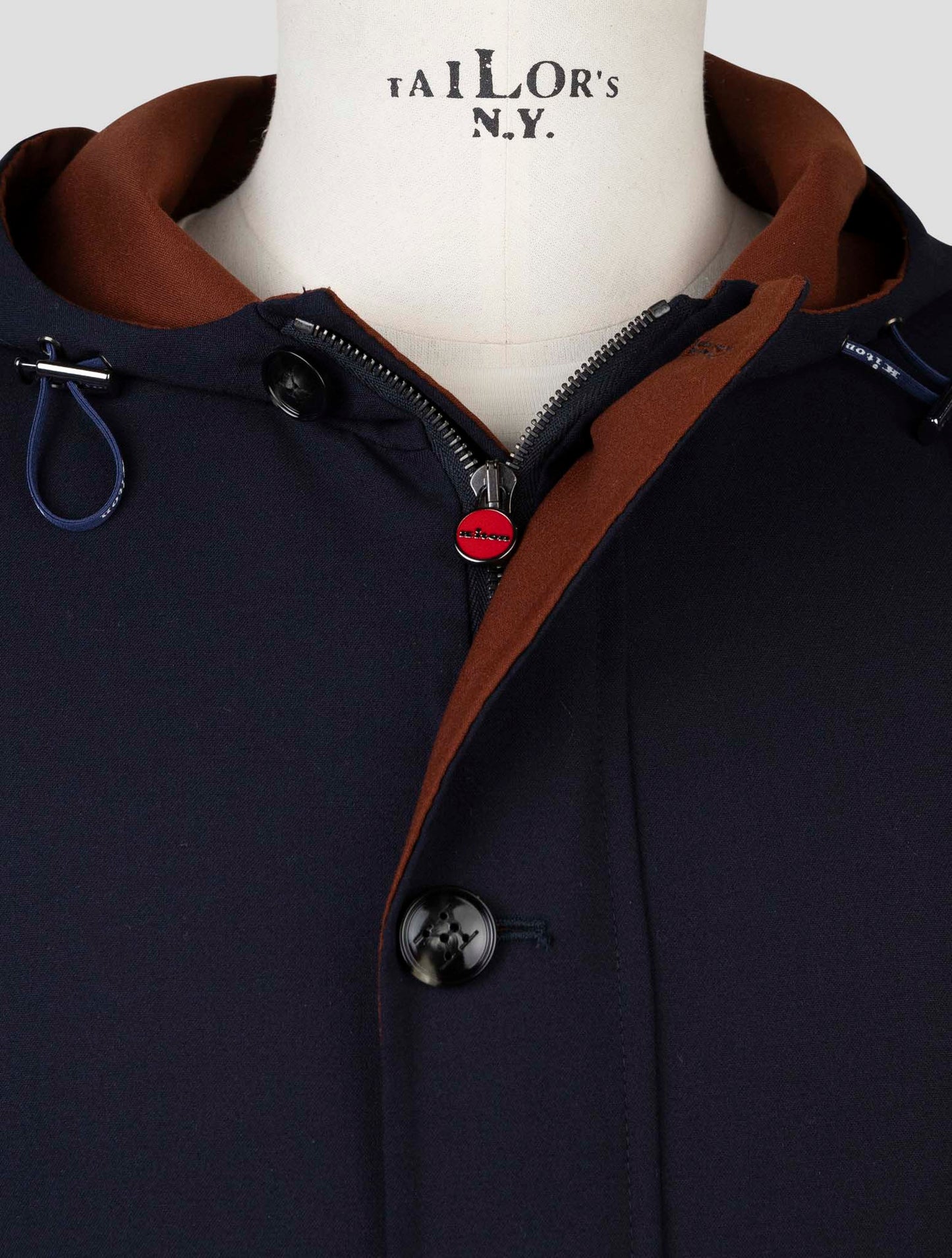 kiton Blue Wool Ea Overcoat