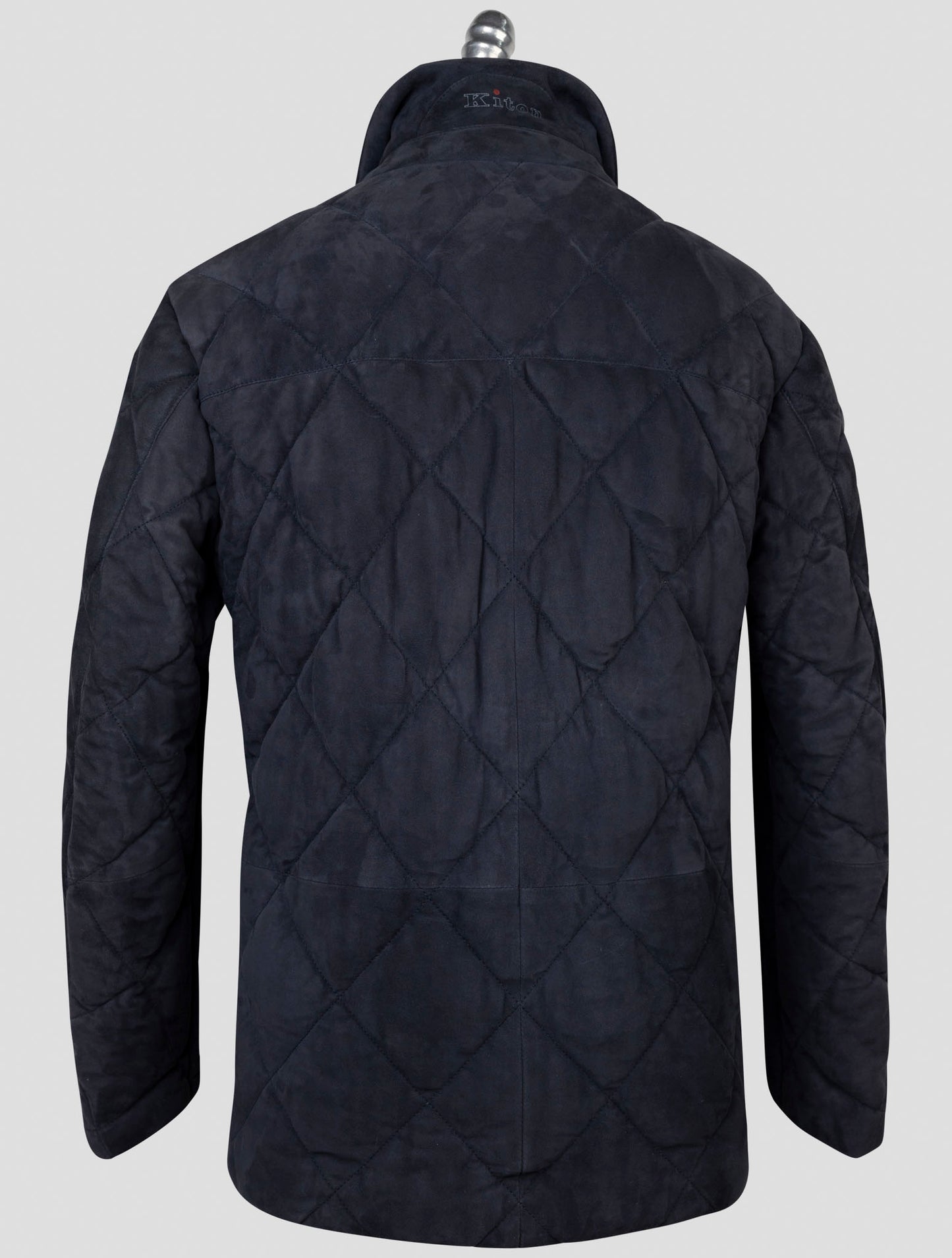 kiton Blue Leather Suede Coat
