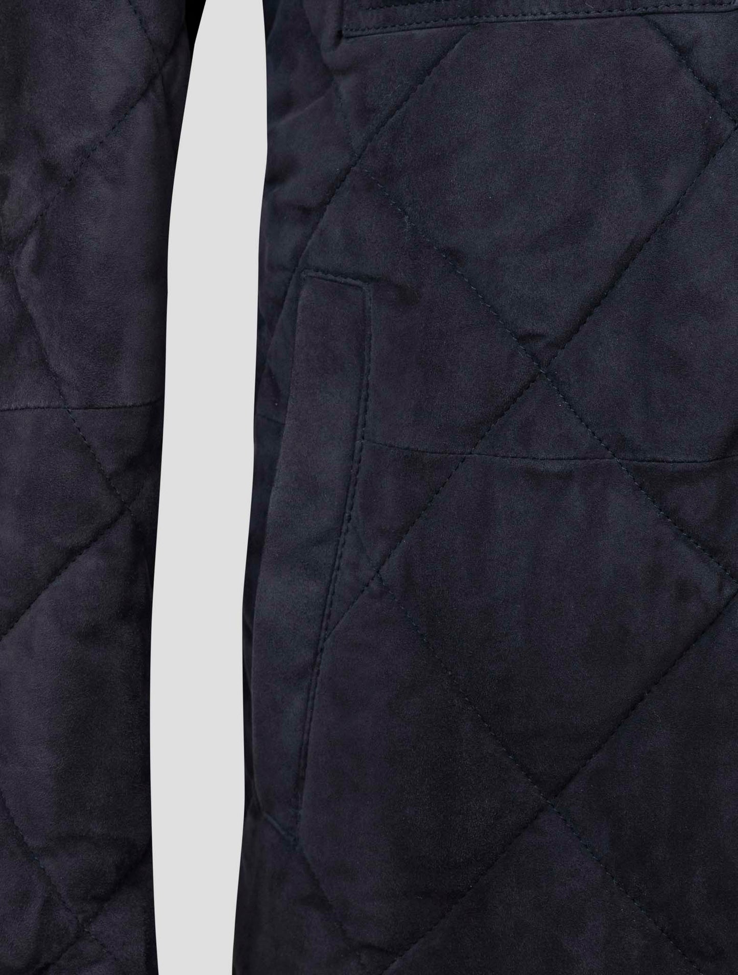 kiton Blue Leather Suede Coat
