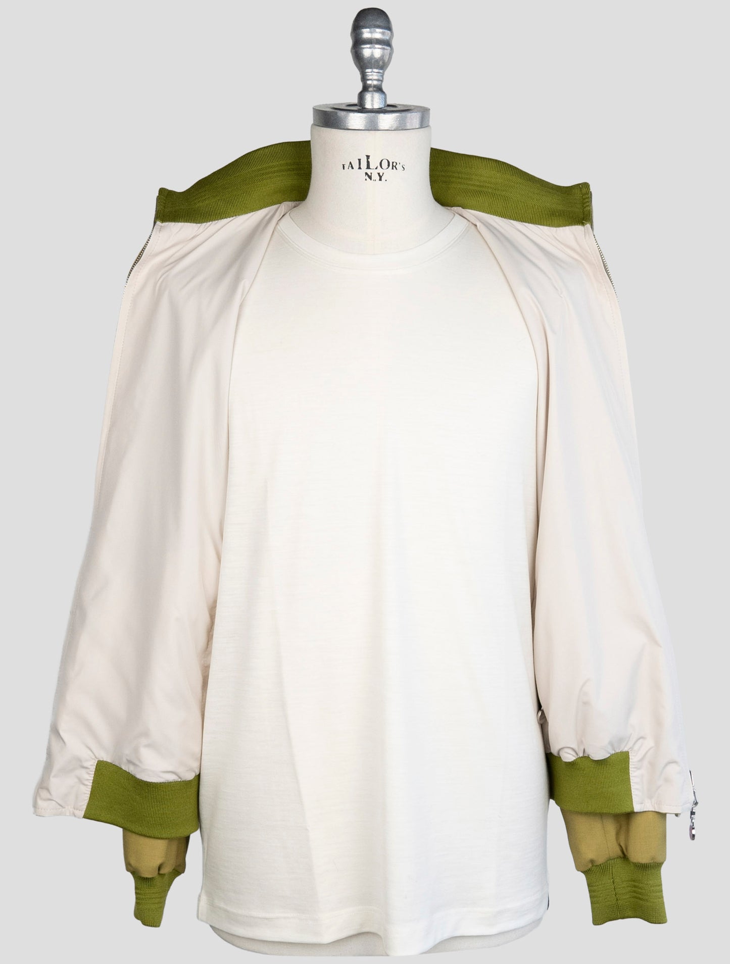 kiton Green Beige Cashmere Silk Pl Reverse Coat