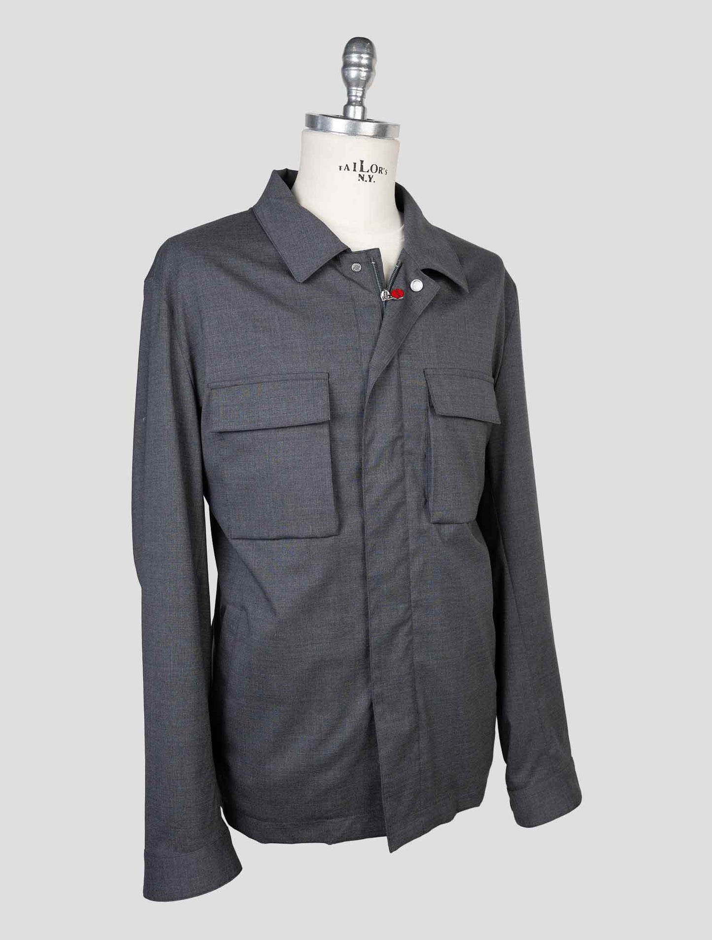 kiton Gray Virgin Wool Pa Ea Coat