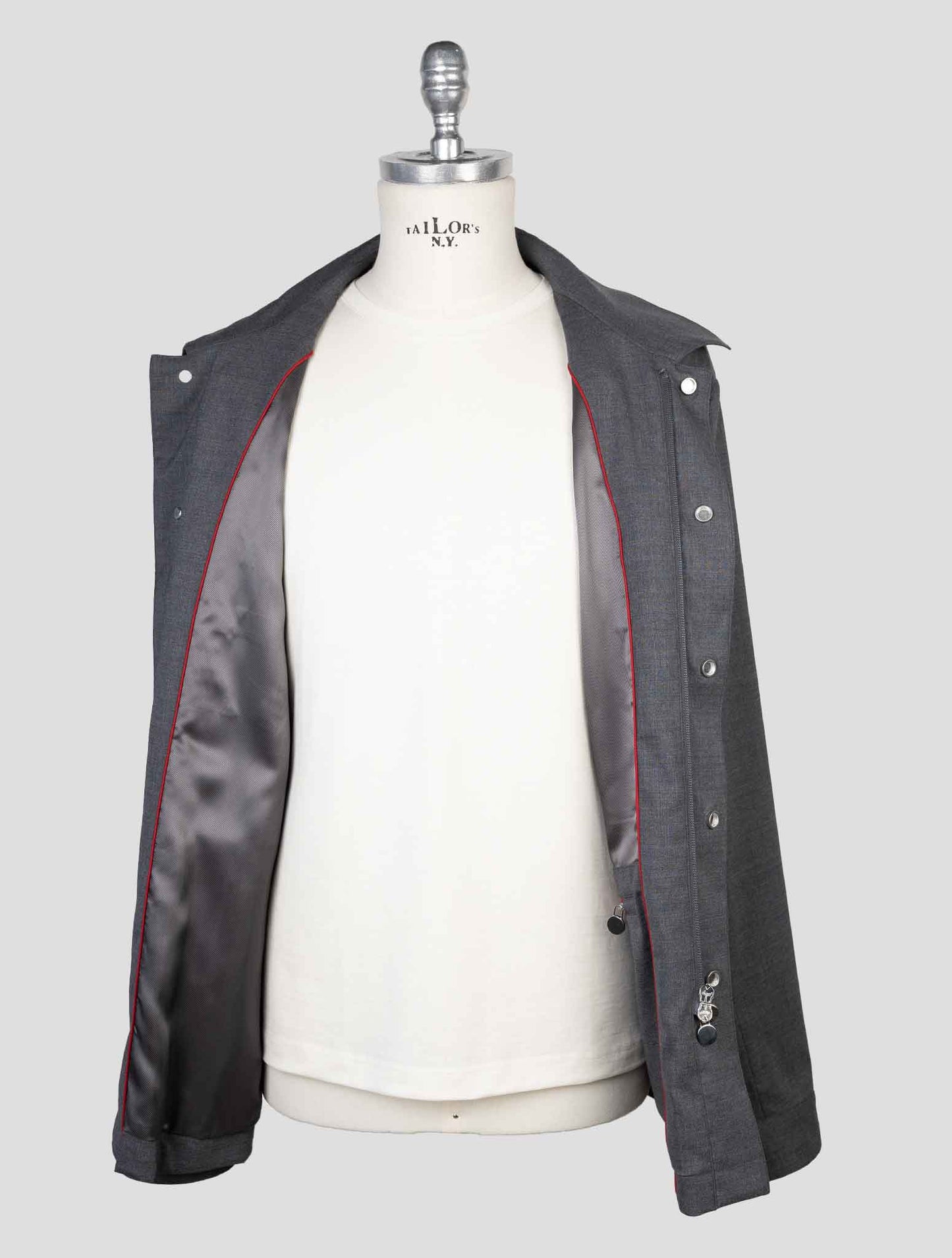 kiton Gray Virgin Wool Pa Ea Coat