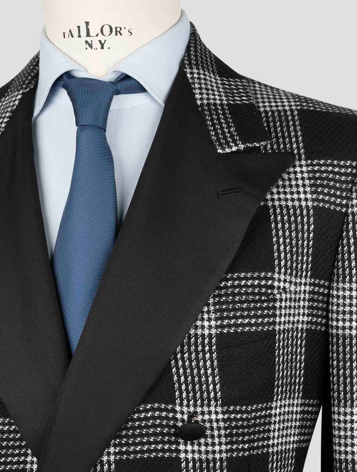 Kiton Black White Cashmere Linen Smoking Blazer