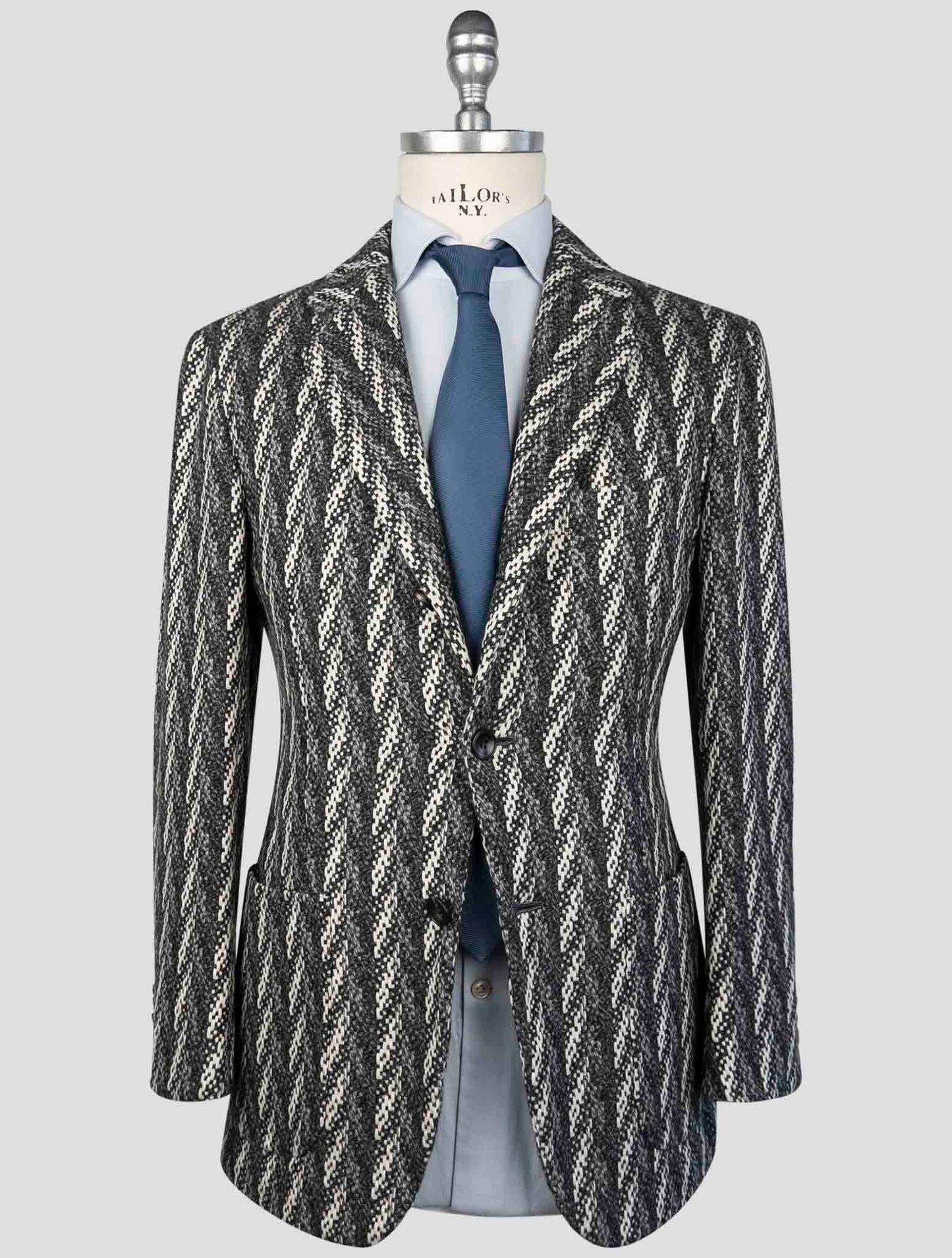 Kiton Gray White Cashmere Blazer