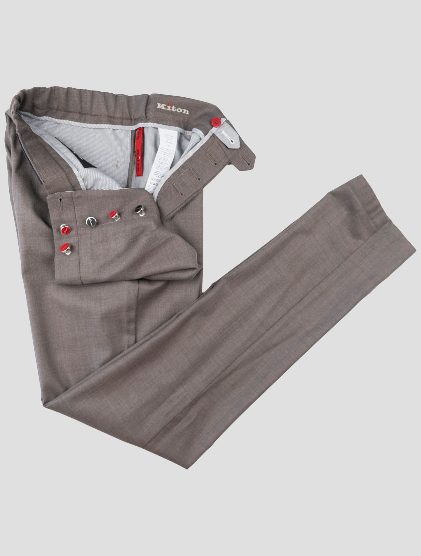 Kiton Brown Wool Dress Pants