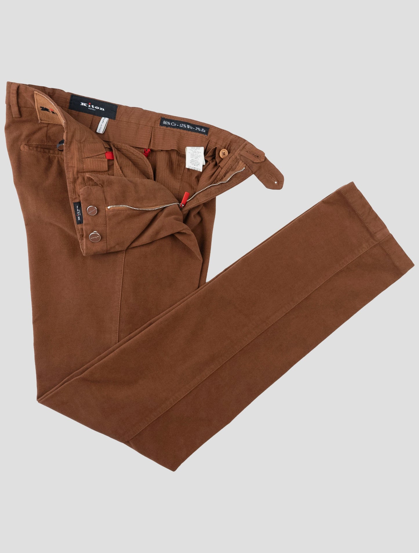 Kiton Brown Cotton Wool Ea Pants