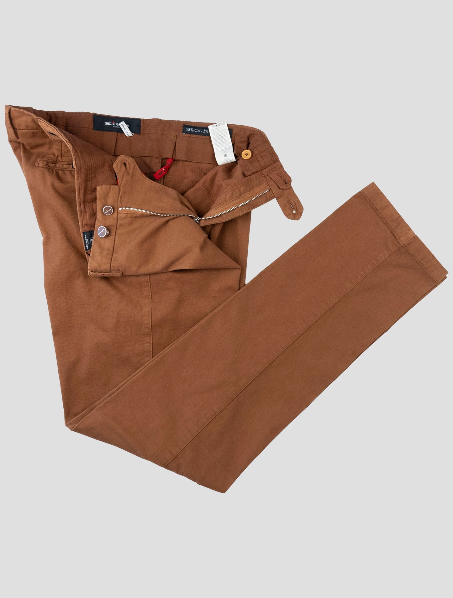 Kiton Brown Cotton Cashmere Ea Pants