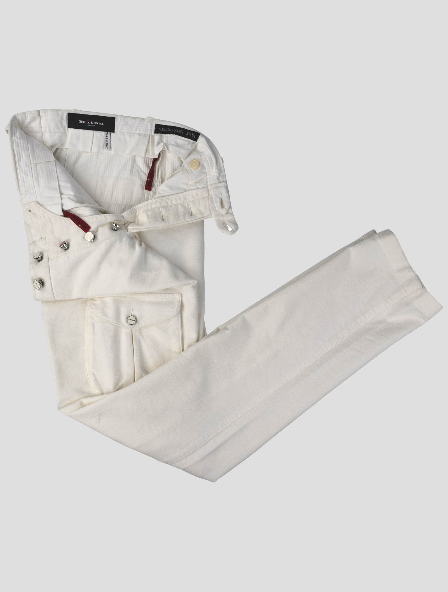 Kiton White Cotton Cashmere Ea Pants