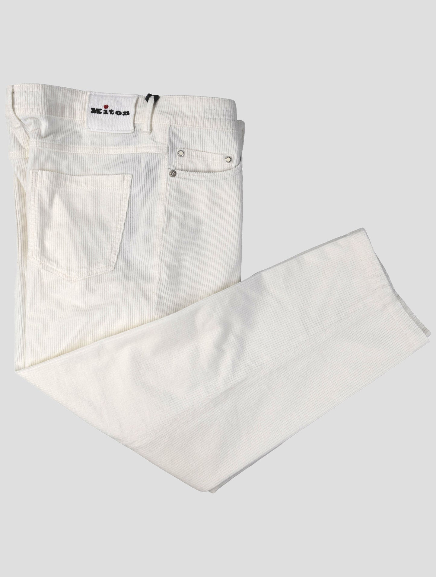 Kiton White Cotton Cashmere Ea Velvet Jeans