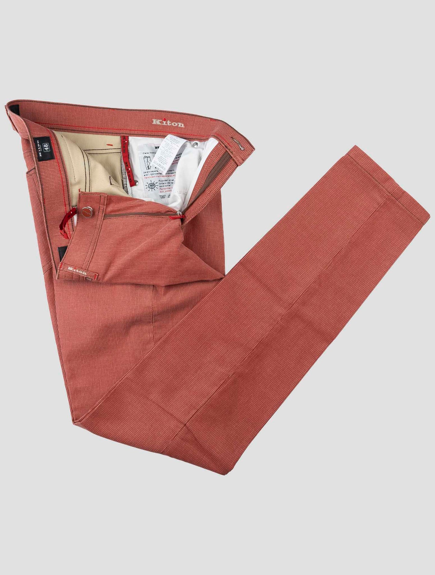 Kiton Red Cotton Velvet Jeans
