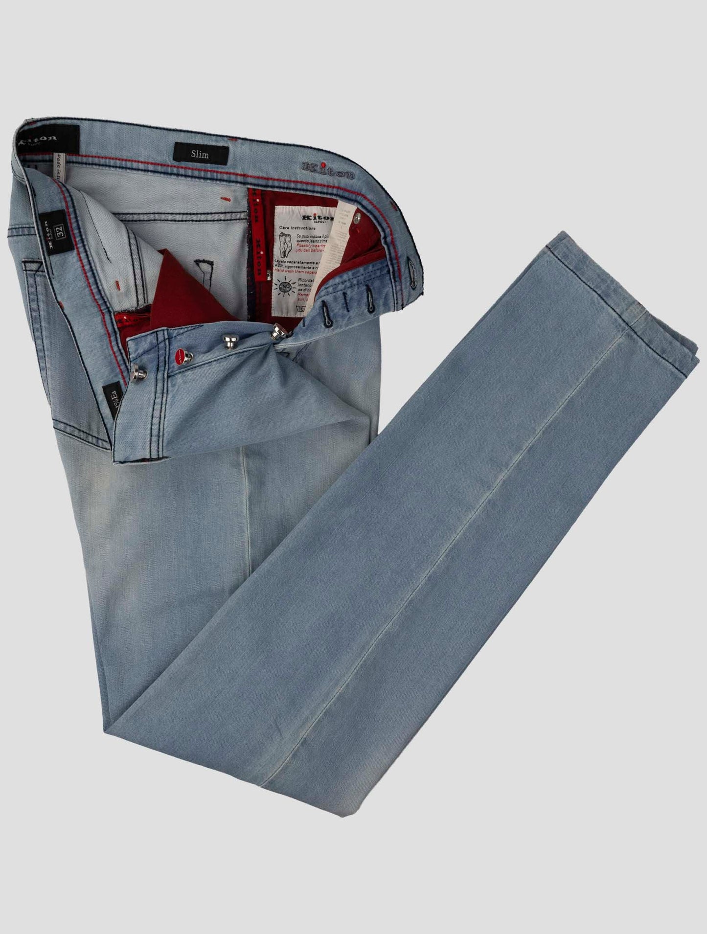 Kiton Light Blue Cotton Cashmere Ea Jeans