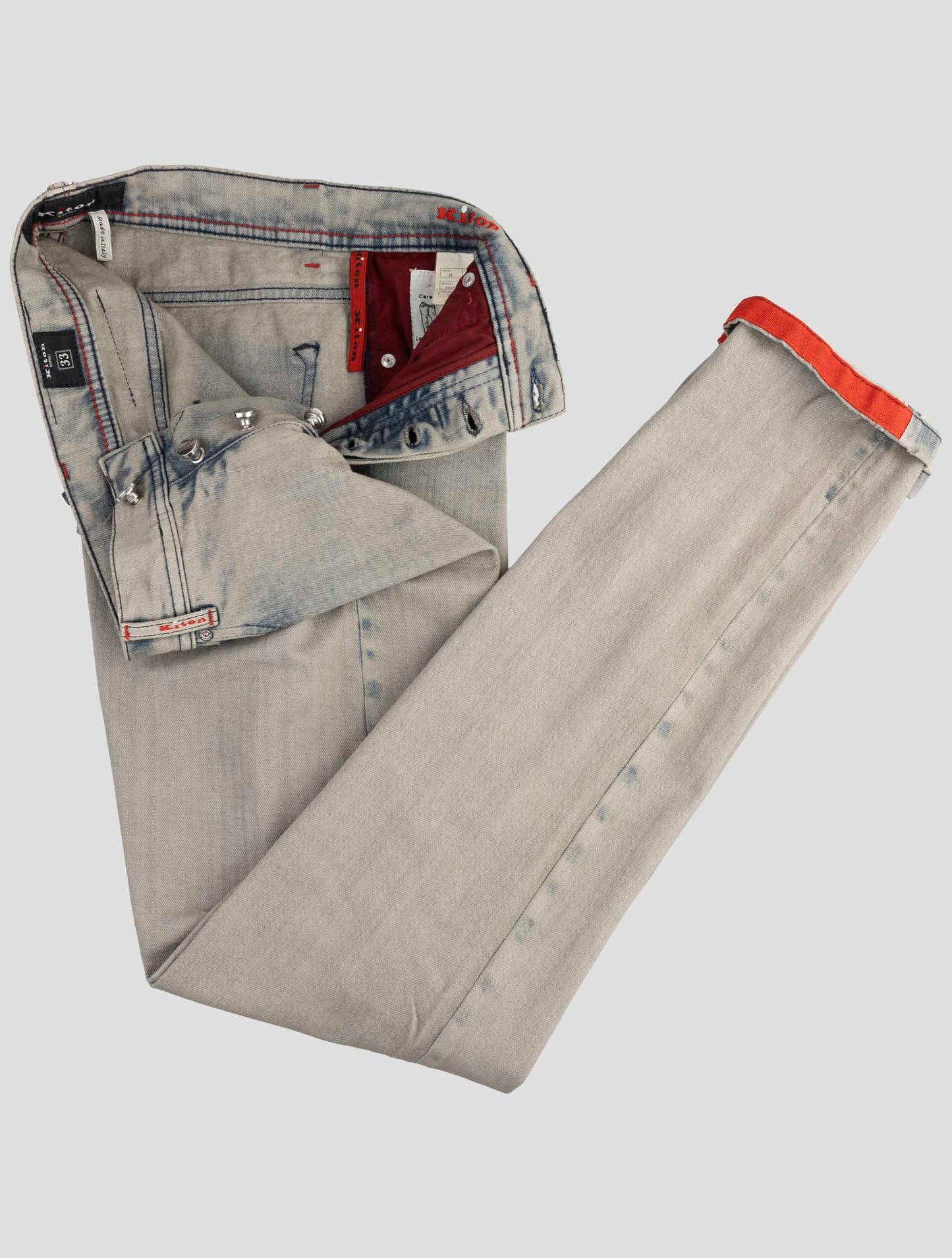 Kiton Gray Cotton Ea Jeans