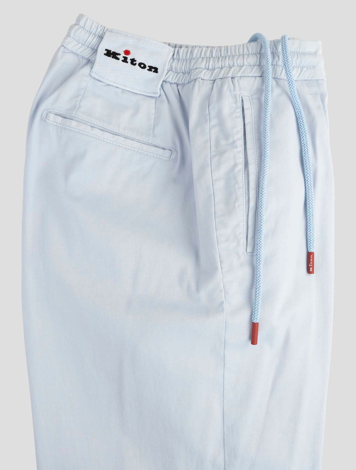 Kiton Light Blue Cotton Silk Ea Pants