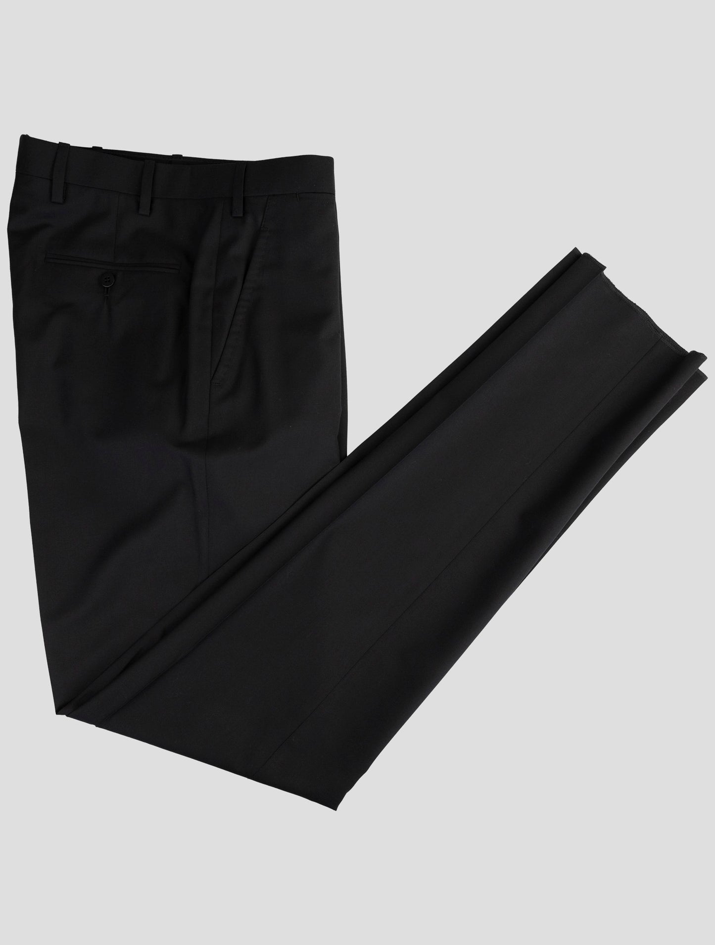 Kiton Black Wool 14 Micron Dress Pants