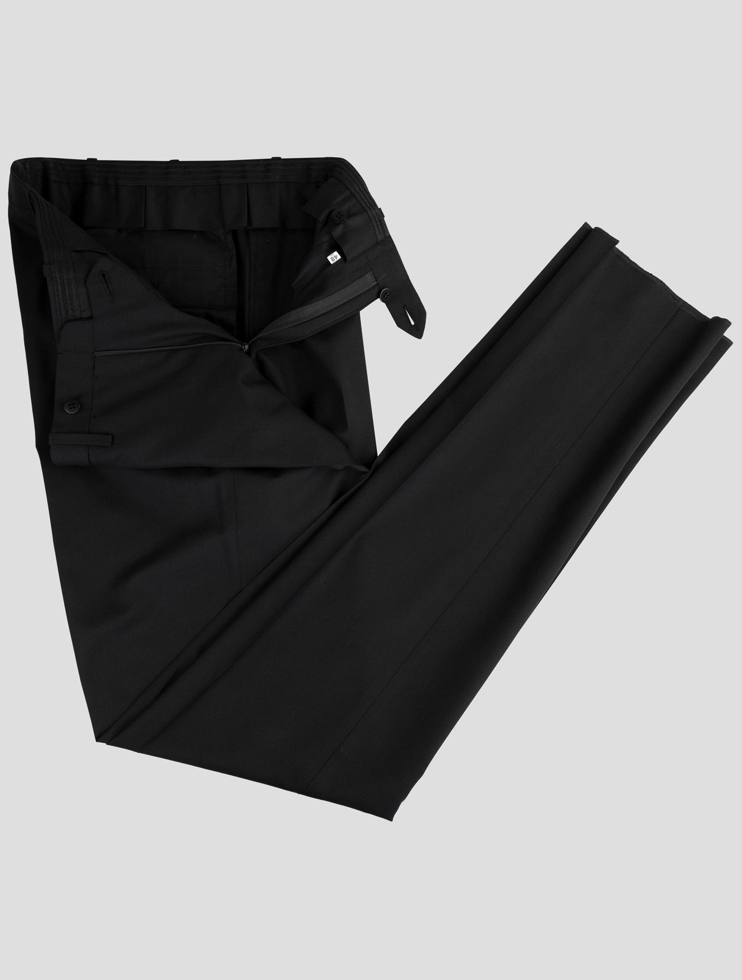 Kiton Black Wool 14 Micron Dress Pants