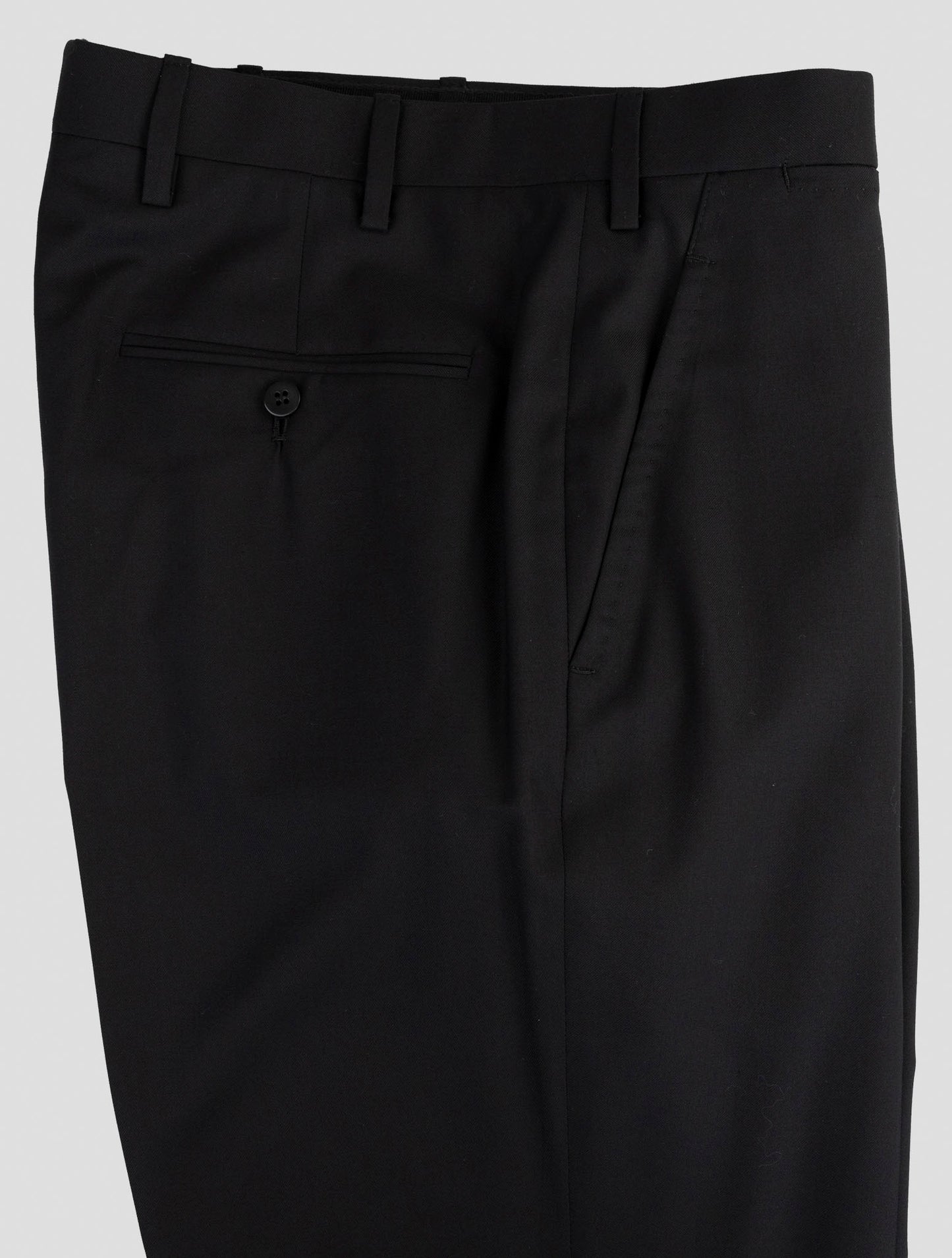 Kiton Black Wool 14 Micron Dress Pants