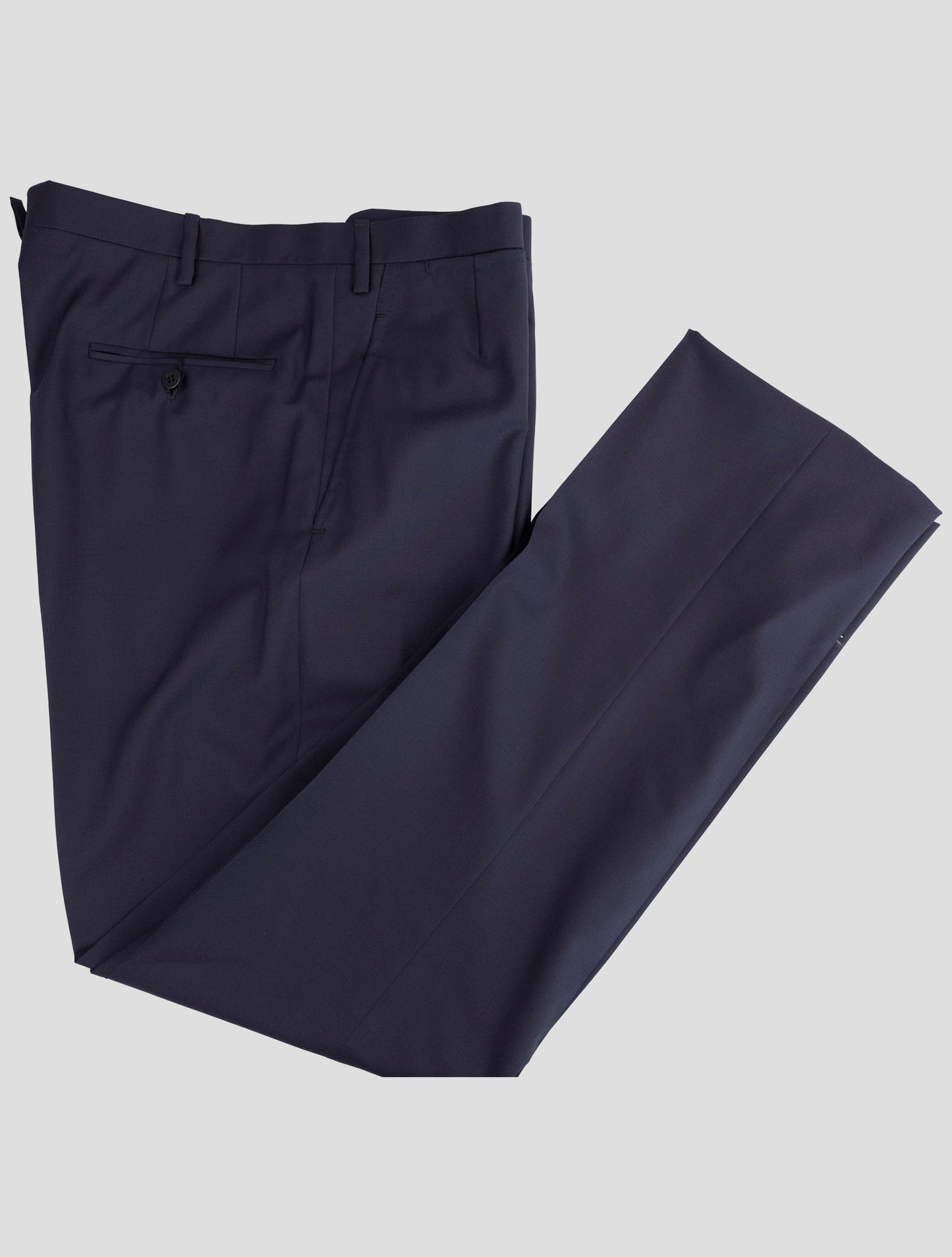 Kiton Dark Blue Virgin Wool Dress Pants