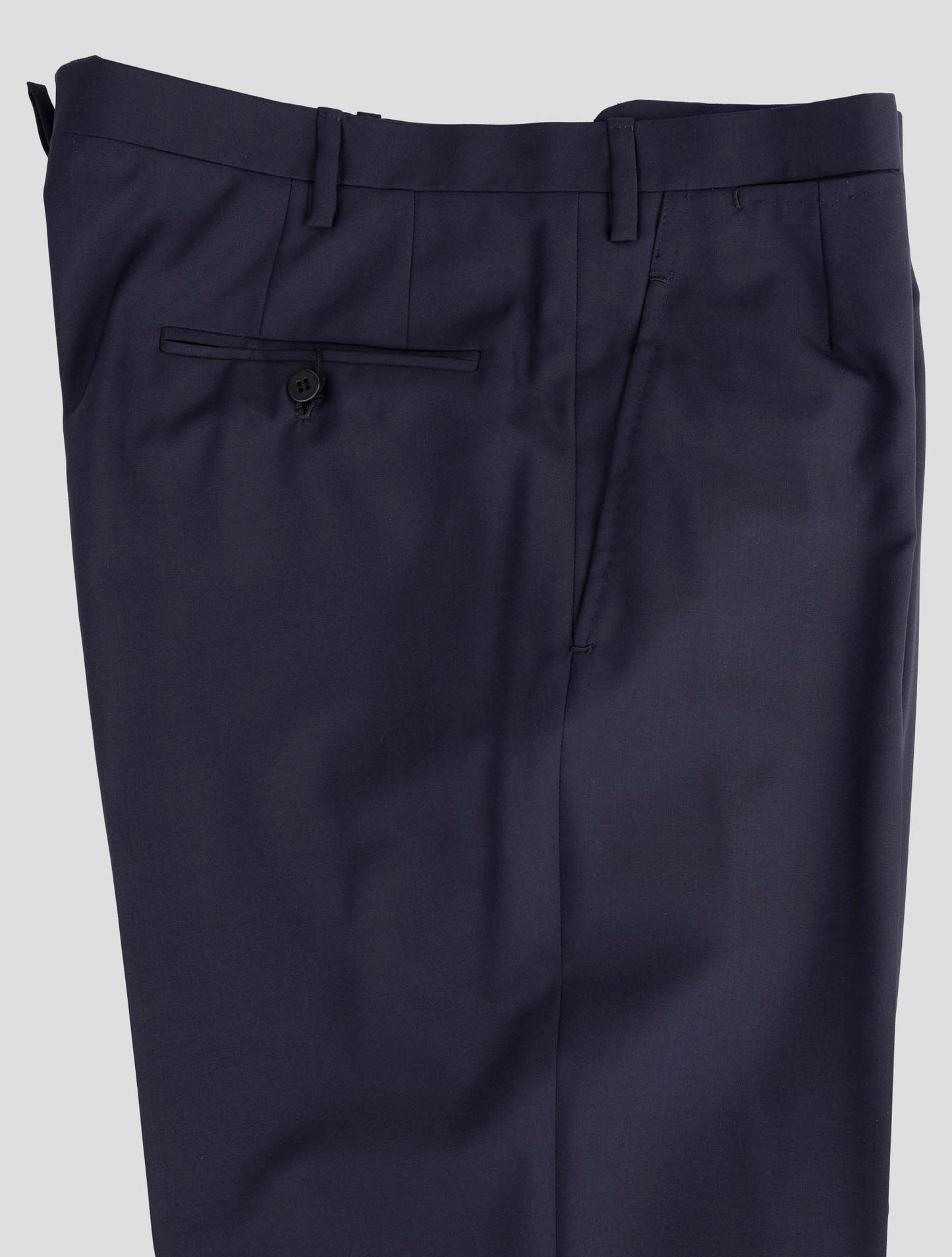 Kiton Dark Blue Virgin Wool Dress Pants