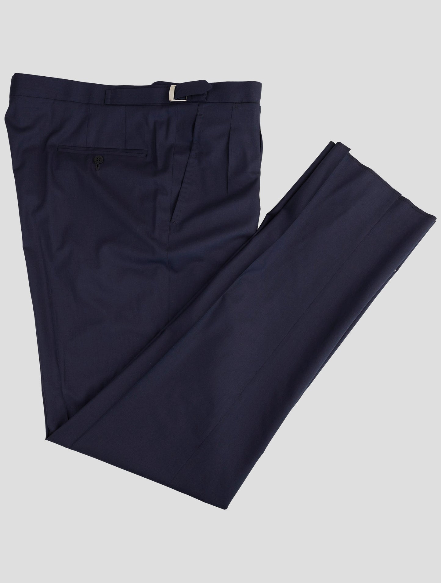 Kiton Blue Virgin Wool 14 Micron Dress Pants