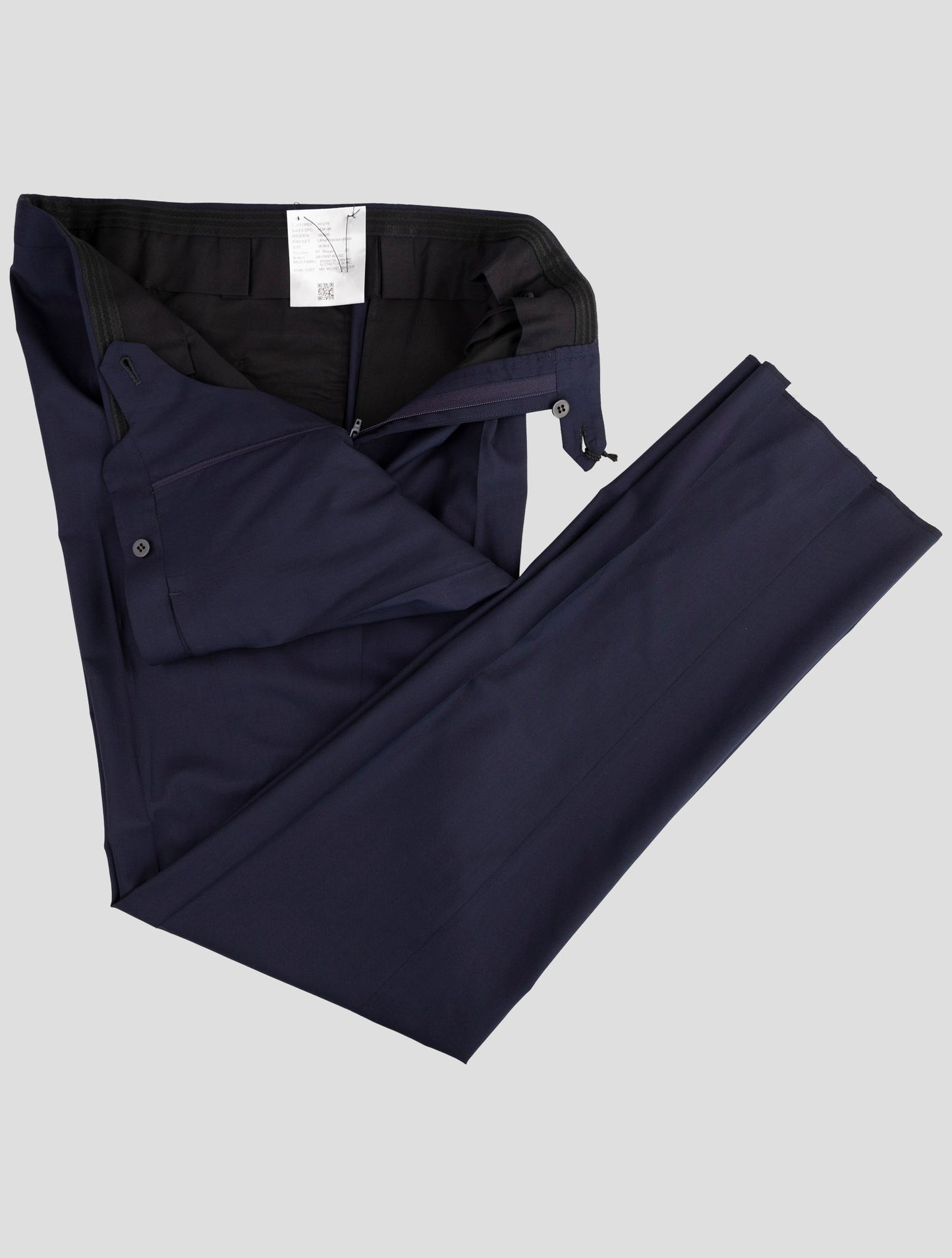 Kiton Blue Virgin Wool 14 Micron Dress Pants