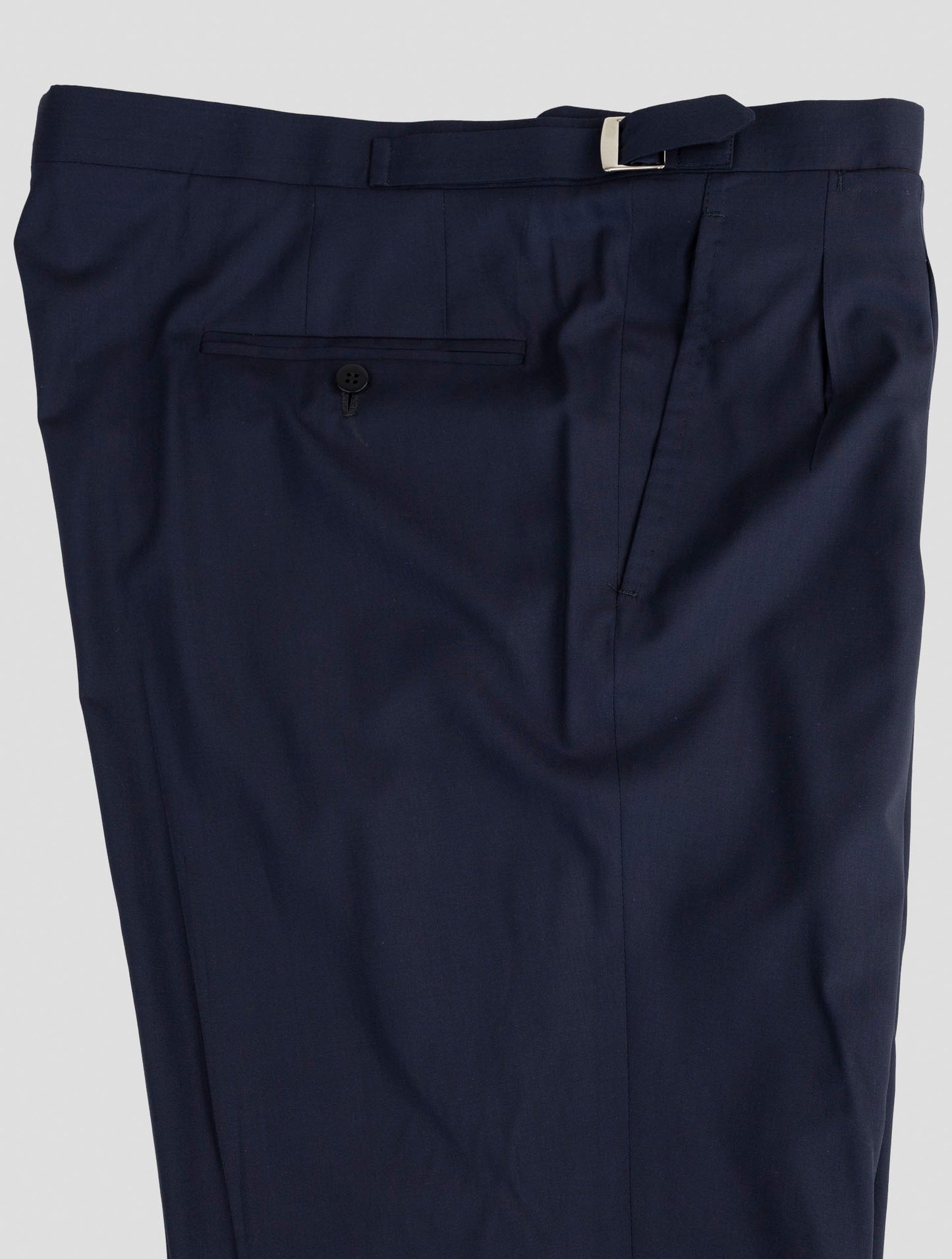 Kiton Blue Virgin Wool 14 Micron Dress Pants