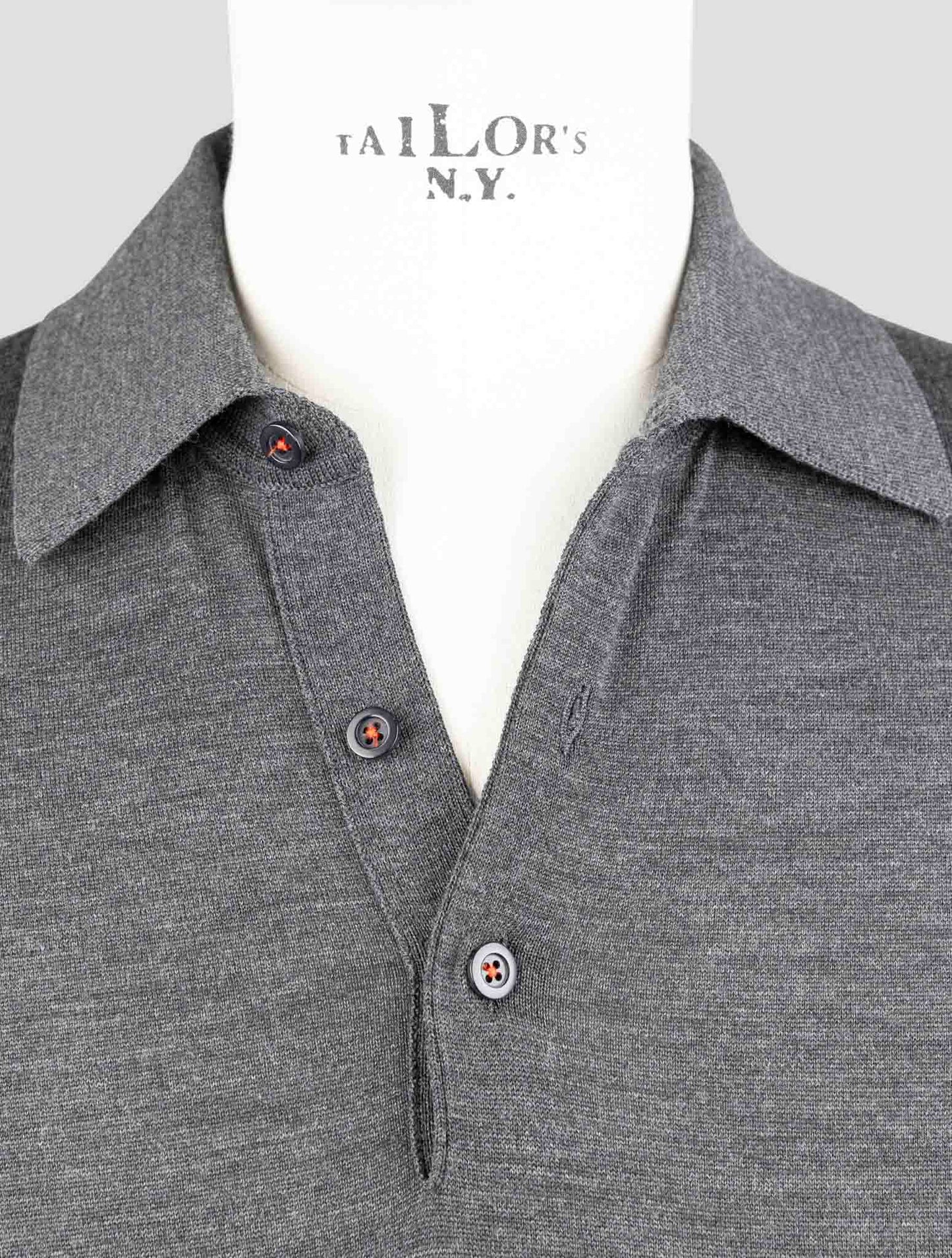 Kiton Gray Wool Sweater Polo
