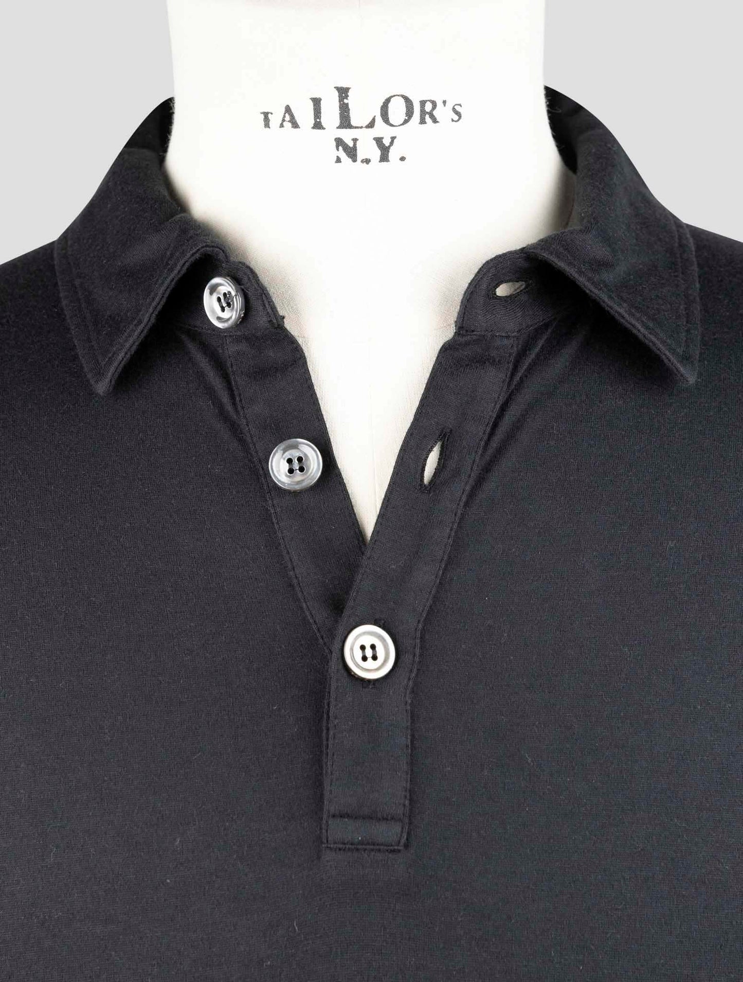 Kiton Black Cotton Cashmere Sweater Polo