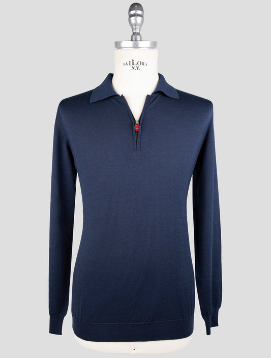 Kiton Blue Cashmere Silk Sweater Polo