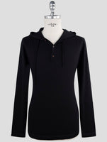 Kiton Black Cashmere Silk Sweater Half Buttons