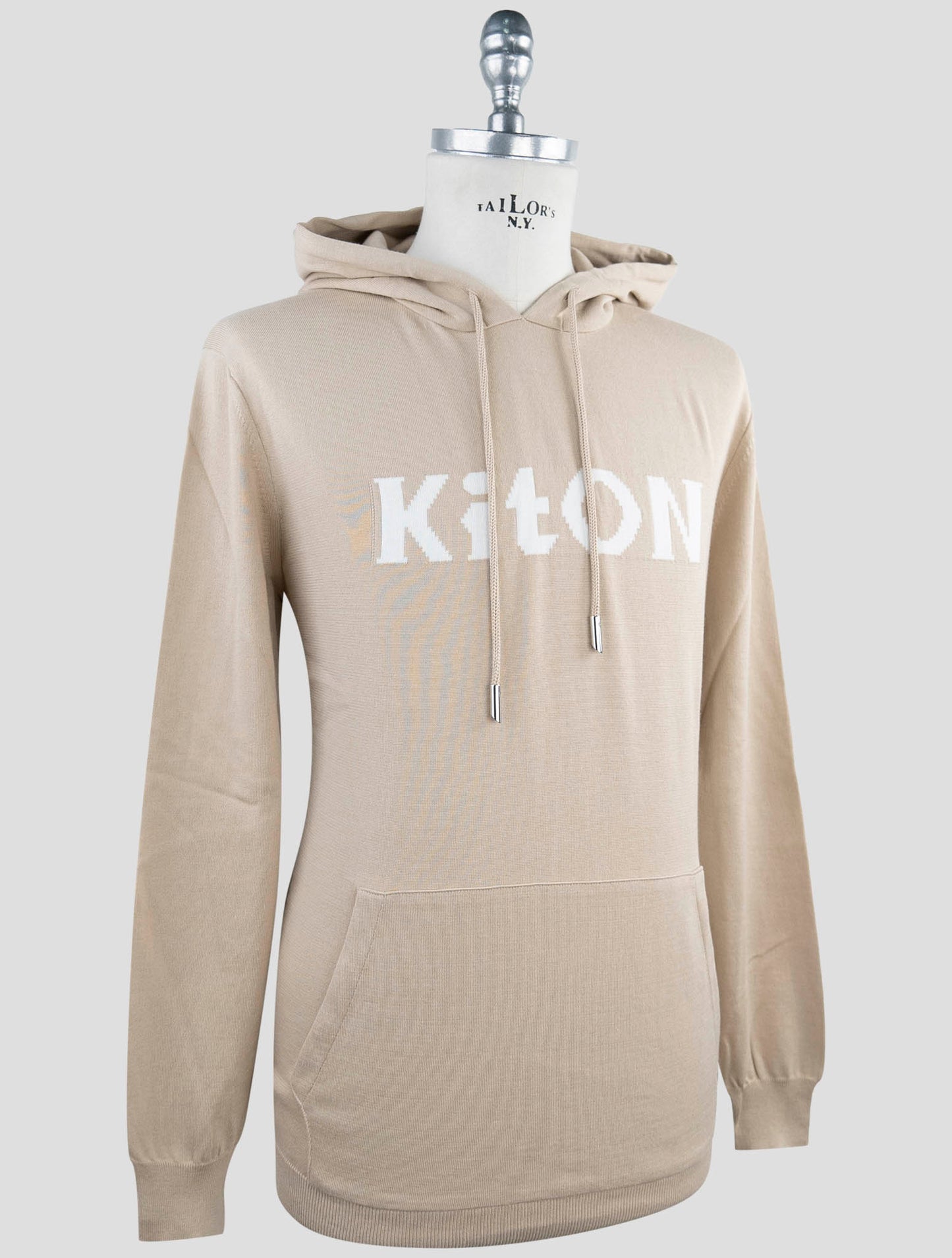 Kiton Beige Cotton Sweater Hoodie