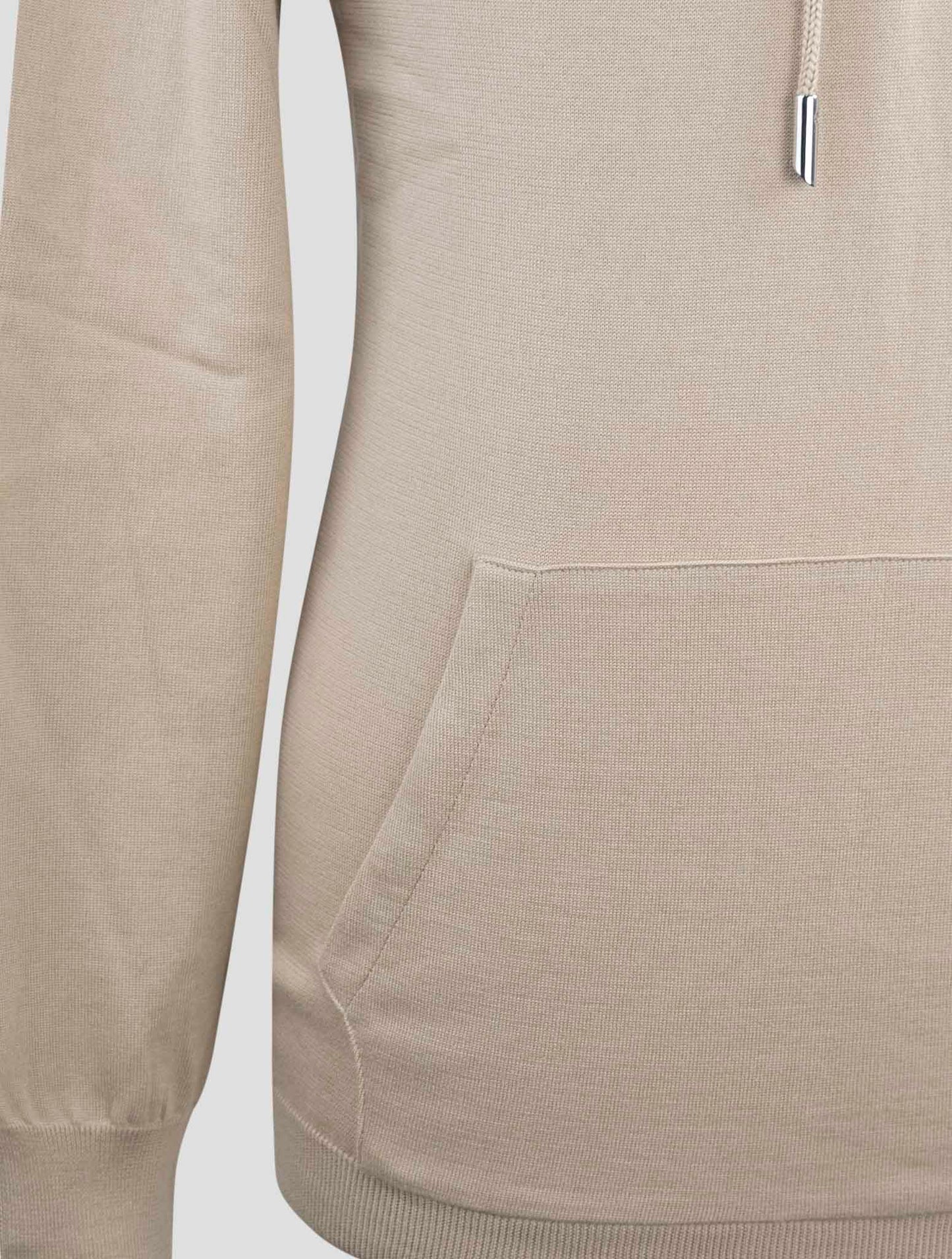 Kiton Beige Cotton Sweater Hoodie