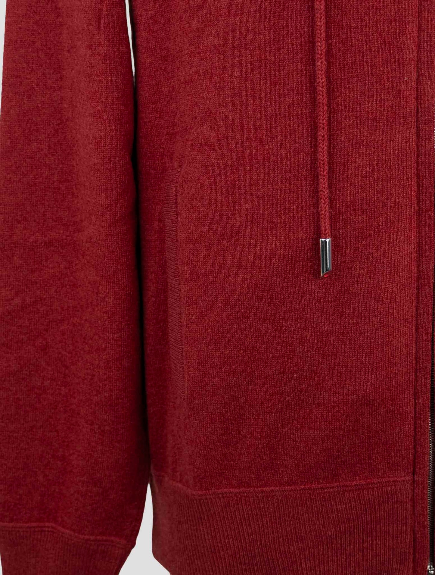 Kiton Red Cashmere Sweater Full Zip Hoodie