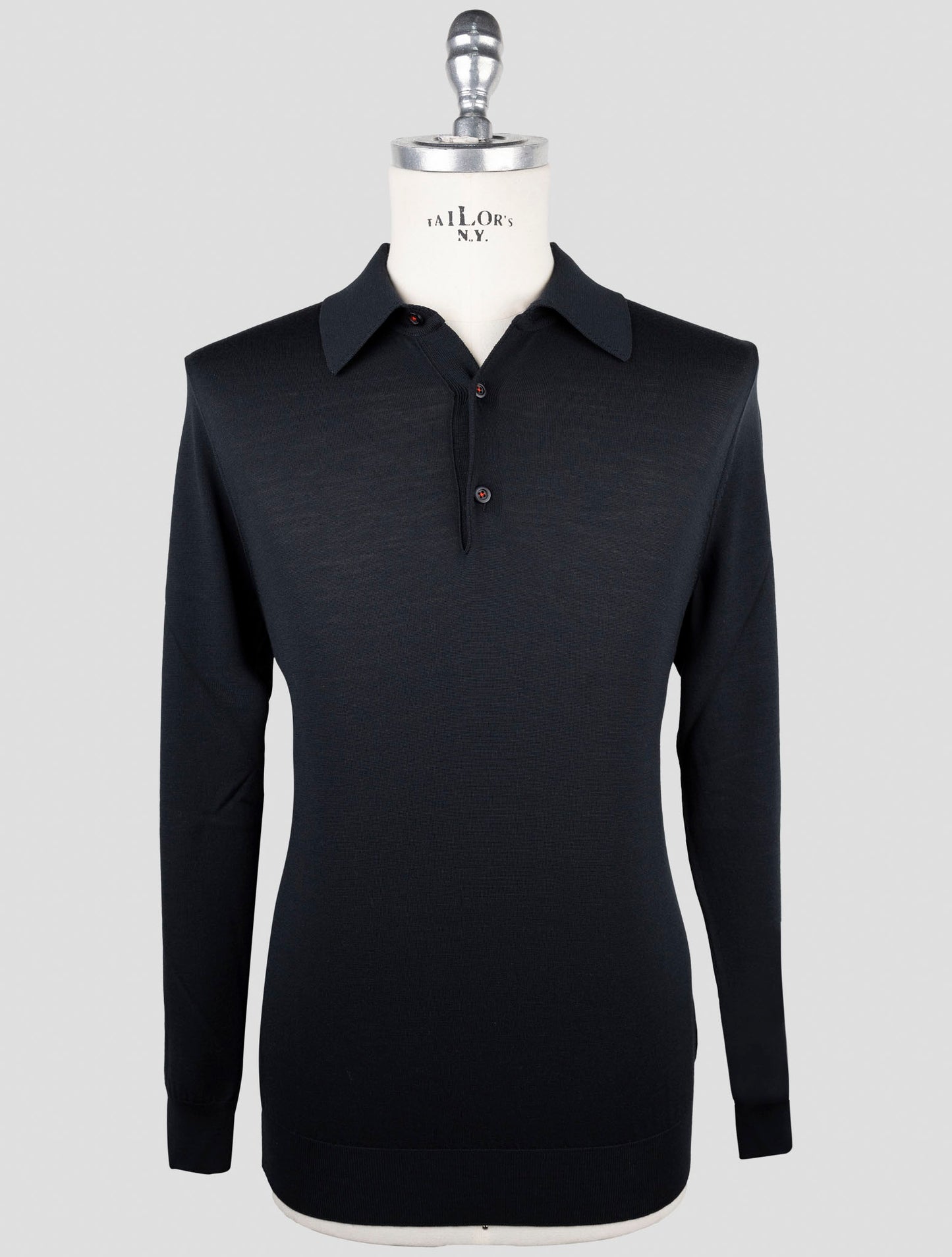 Kiton Black Wool Sweater Polo