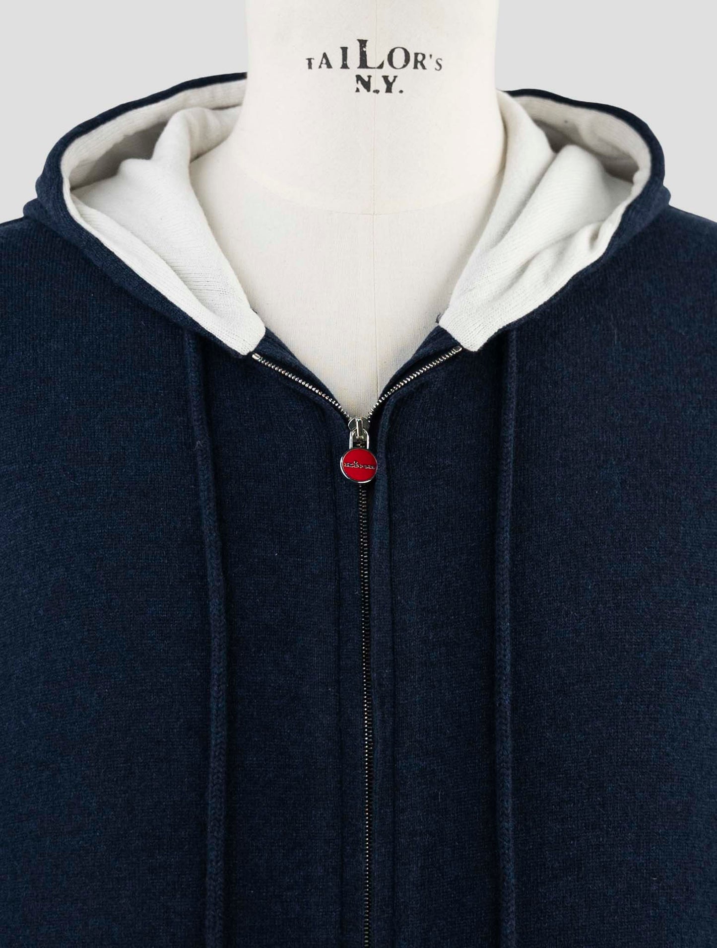 Kiton Blue Cashmere Sweater Hoodie