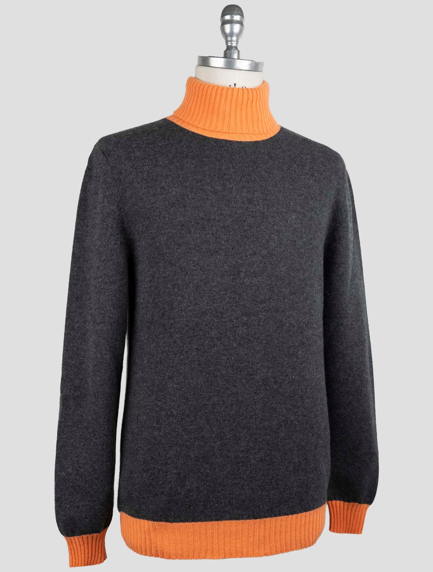 Kiton Gray Orange Cashmere Sweater Turtleneck