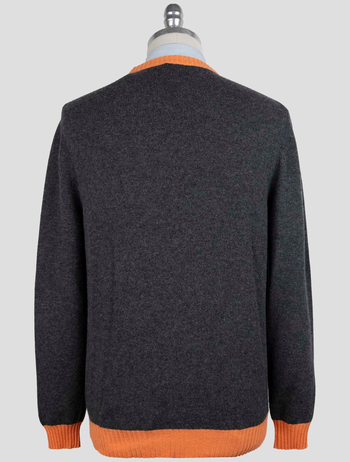 Kiton Gray Orange Cashmere Sweater Crewneck