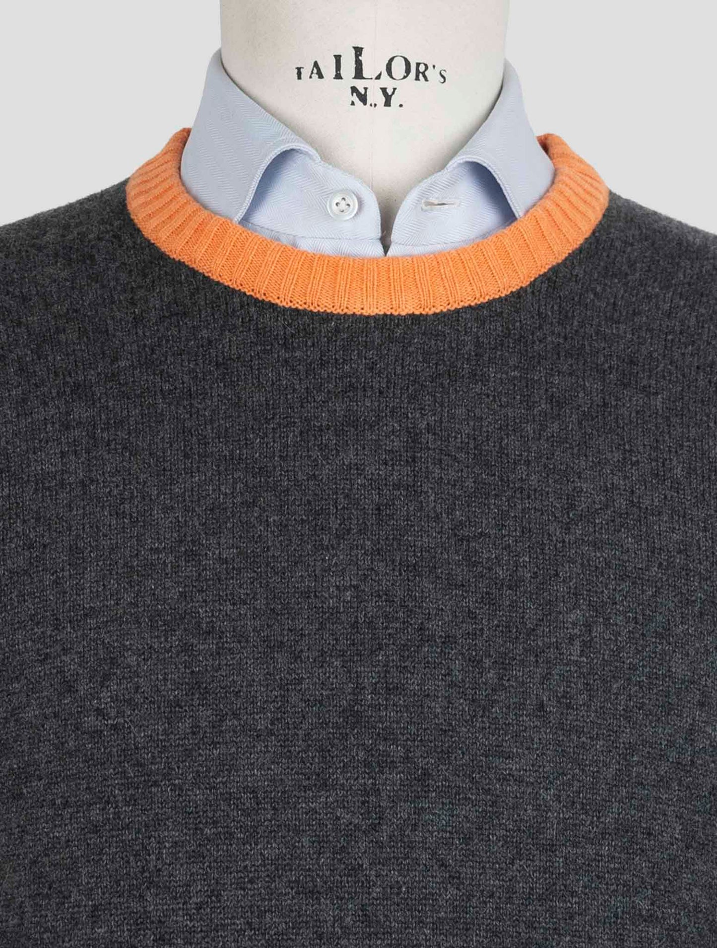 Kiton Gray Orange Cashmere Sweater Crewneck