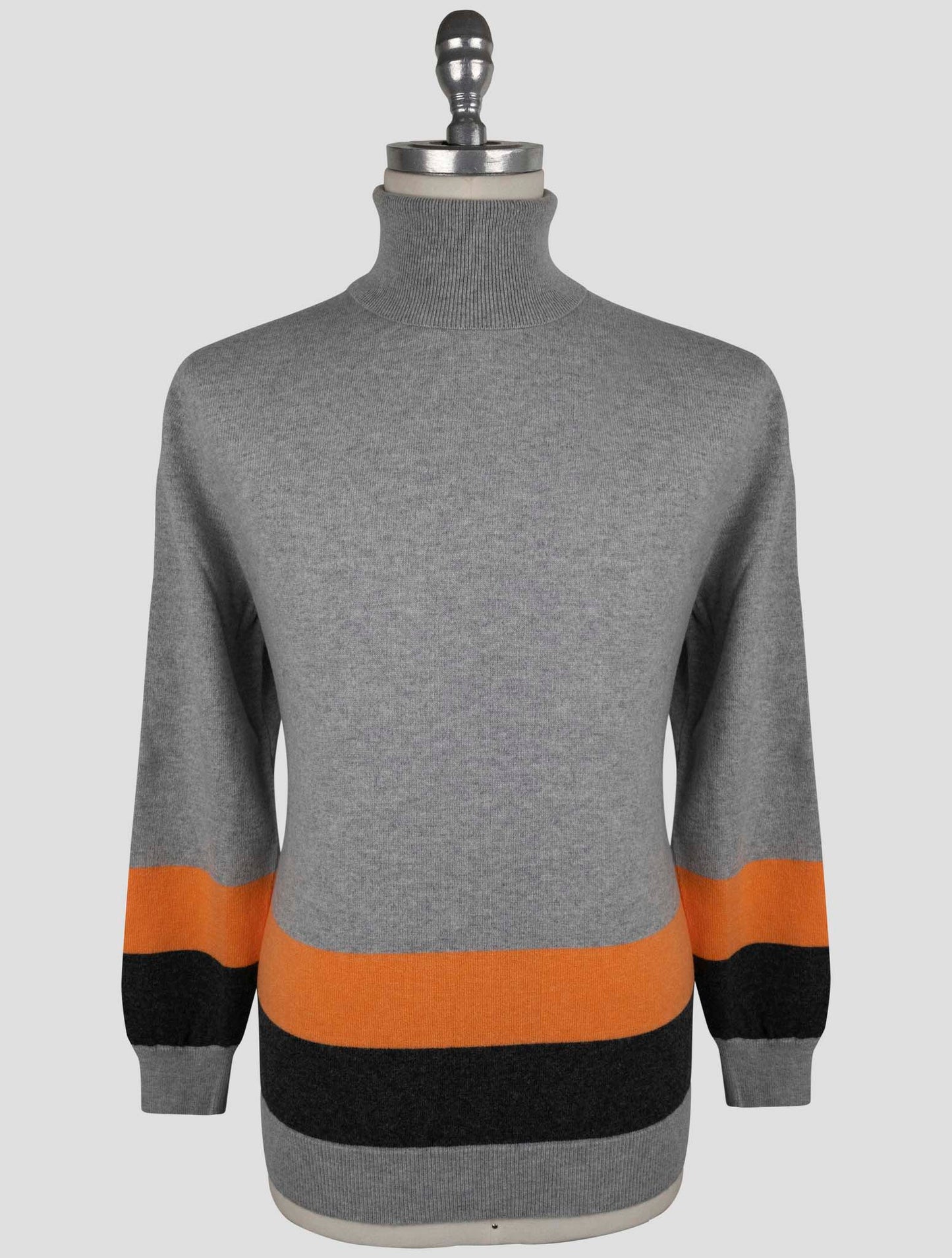 Kiton Gray Orange Cashmere Sweater Turtleneck