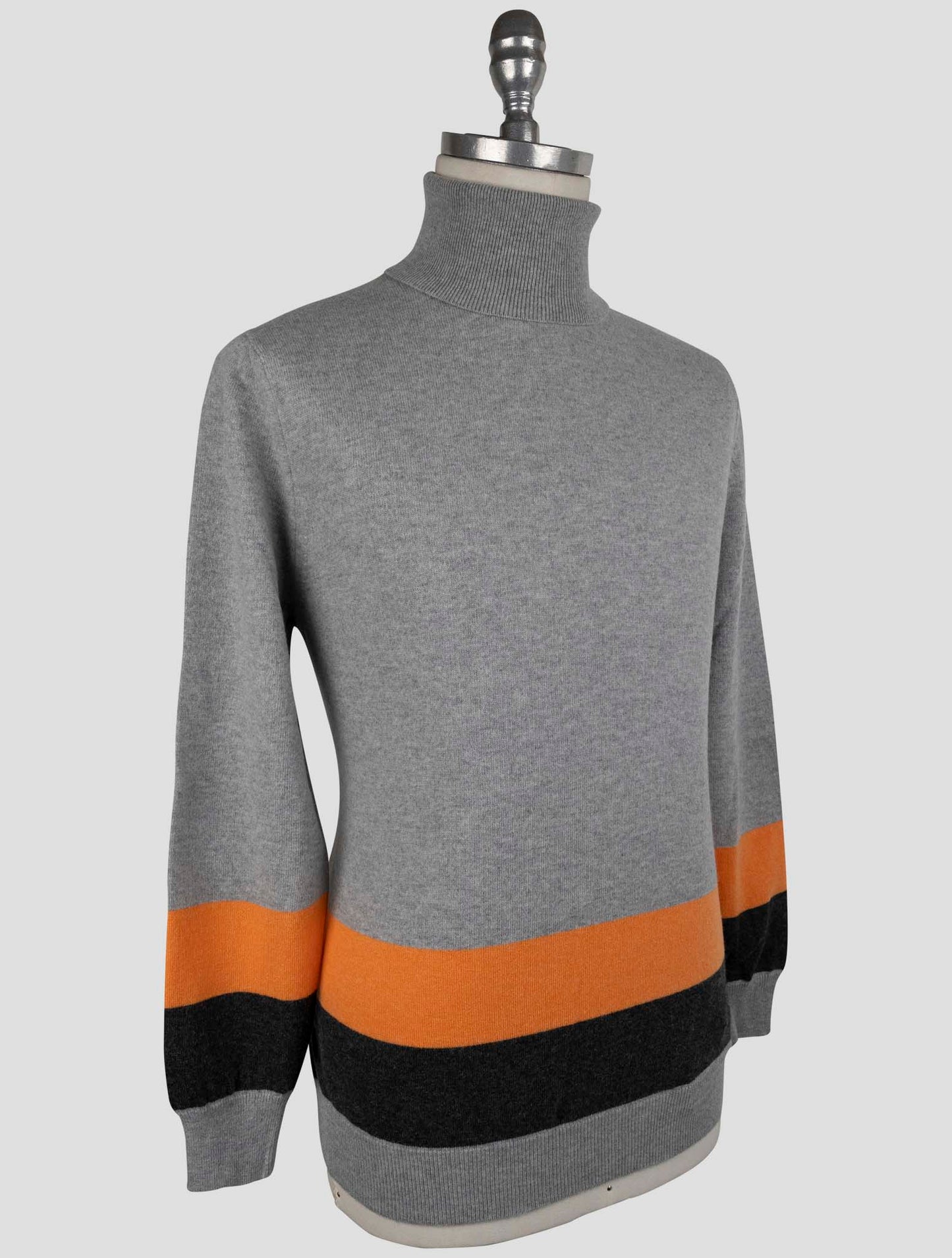 Kiton Gray Orange Cashmere Sweater Turtleneck